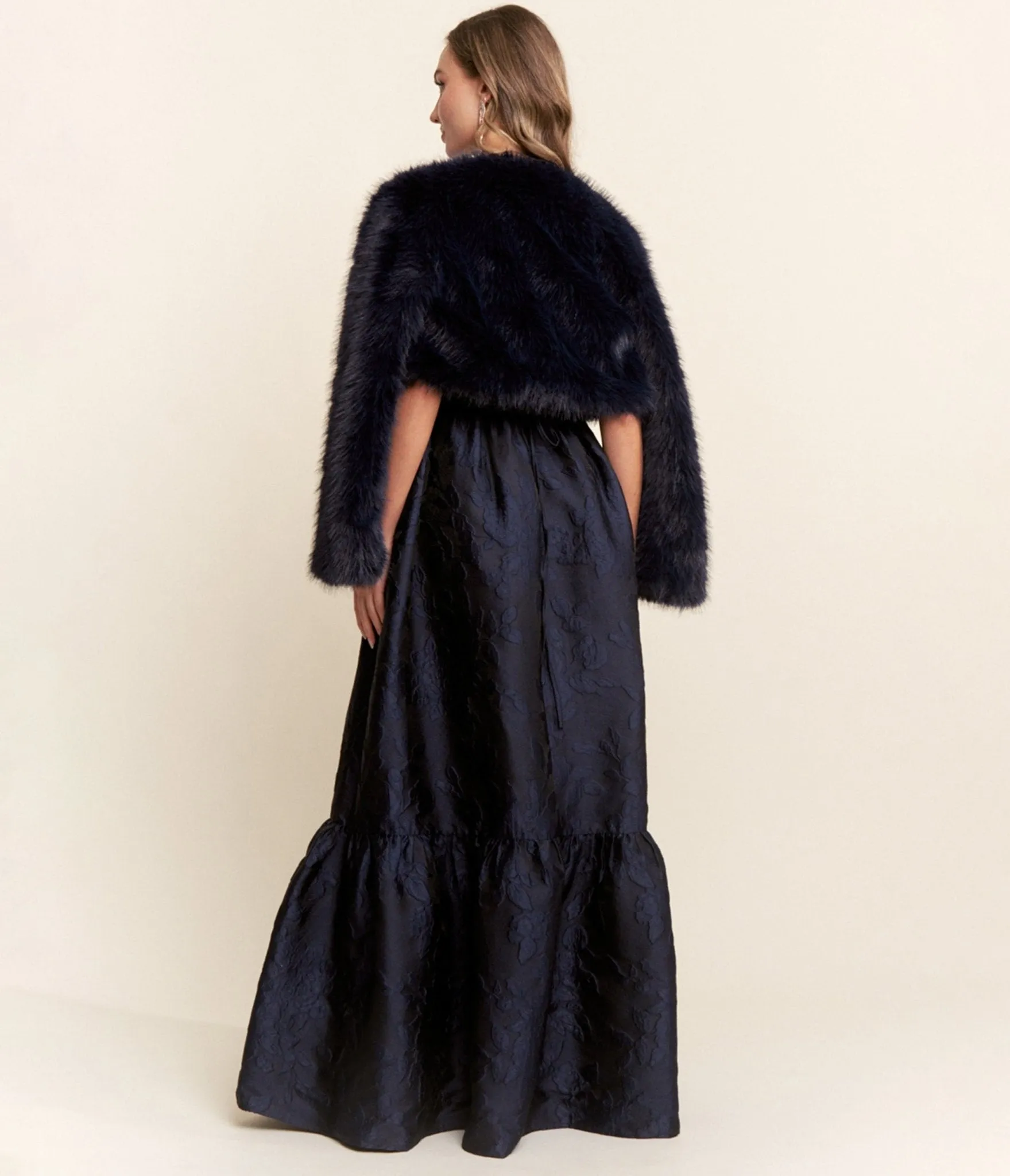 Navy Faux Fur Cropped Jacket sold by Unique Vintage product image thumbnail 2