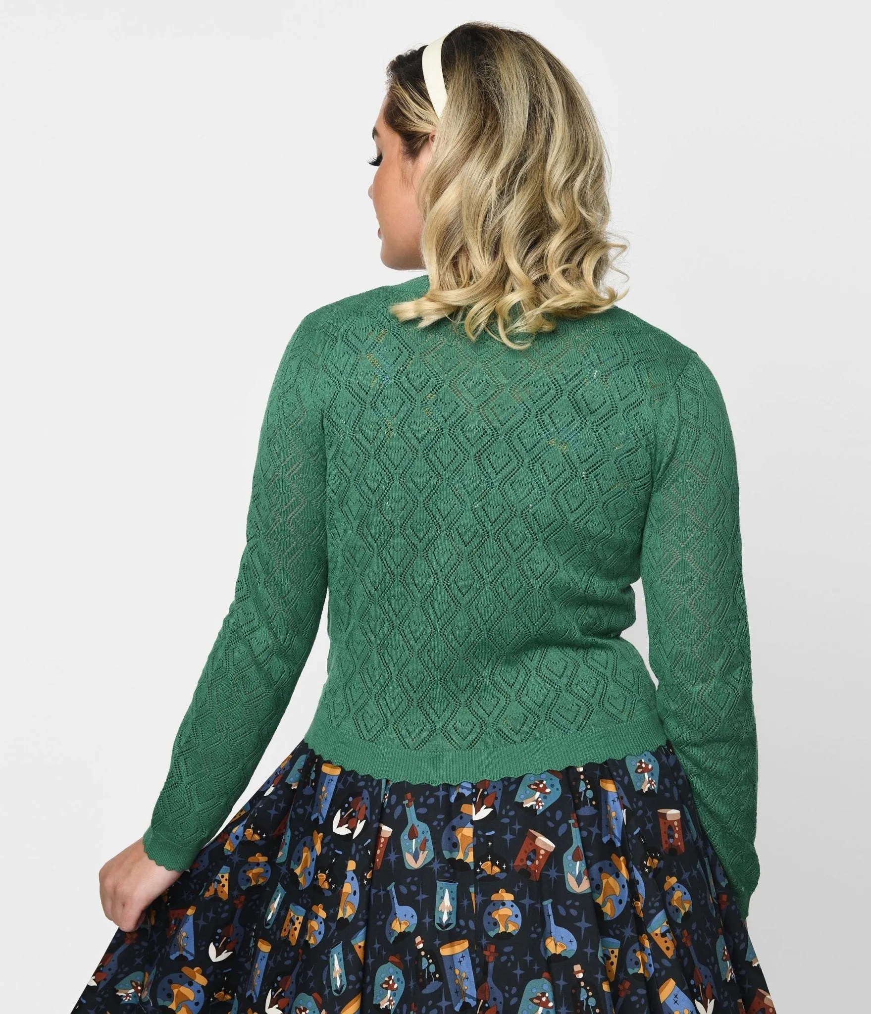 Green Perforated Heart Cardigan sold by Unique Vintage product image thumbnail 2