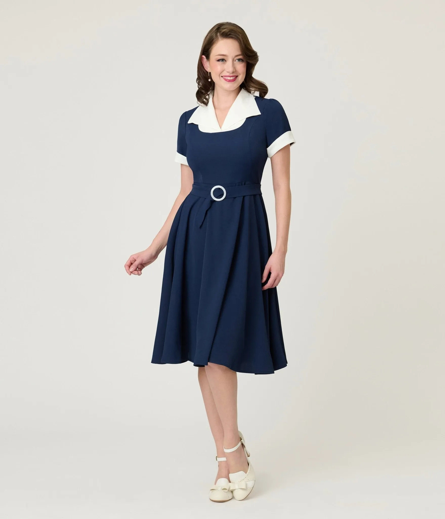 Navy & White Sailor Swing Dress sold by Unique Vintage product image thumbnail 4
