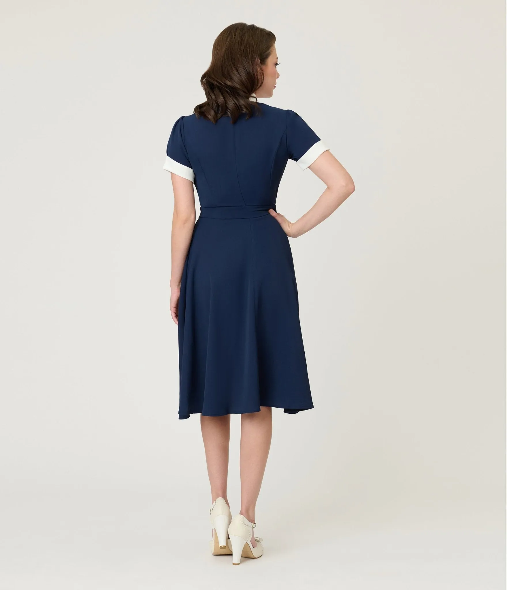 Navy & White Sailor Swing Dress sold by Unique Vintage product image thumbnail 2