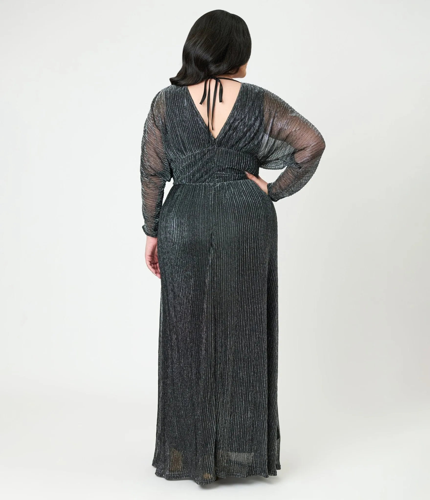 Smak Parlour Plus Size Black & Silver Shimmer Maxi Dress sold by Unique Vintage product image thumbnail 2