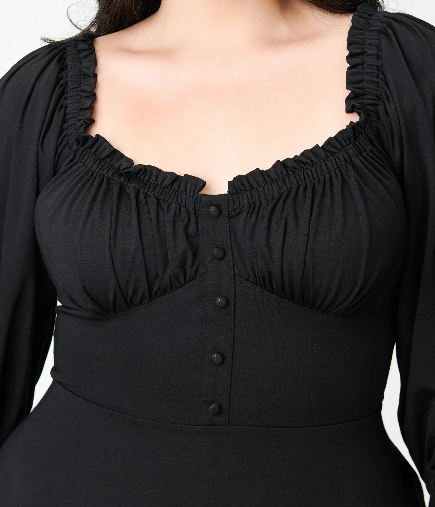 Unique Vintage Plus Size Black Peasant Sleeve Swing Dress sold by Unique Vintage product image thumbnail 5