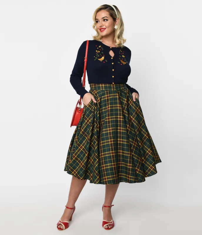 Highland Green Plaid Swing Skirt sold by Unique Vintage