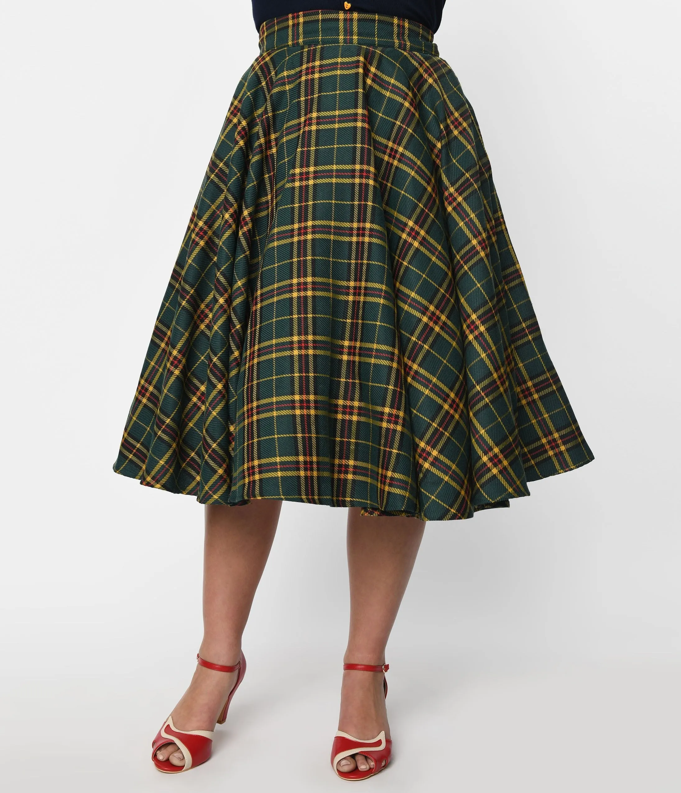 Highland Green Plaid Swing Skirt sold by Unique Vintage product image thumbnail 2