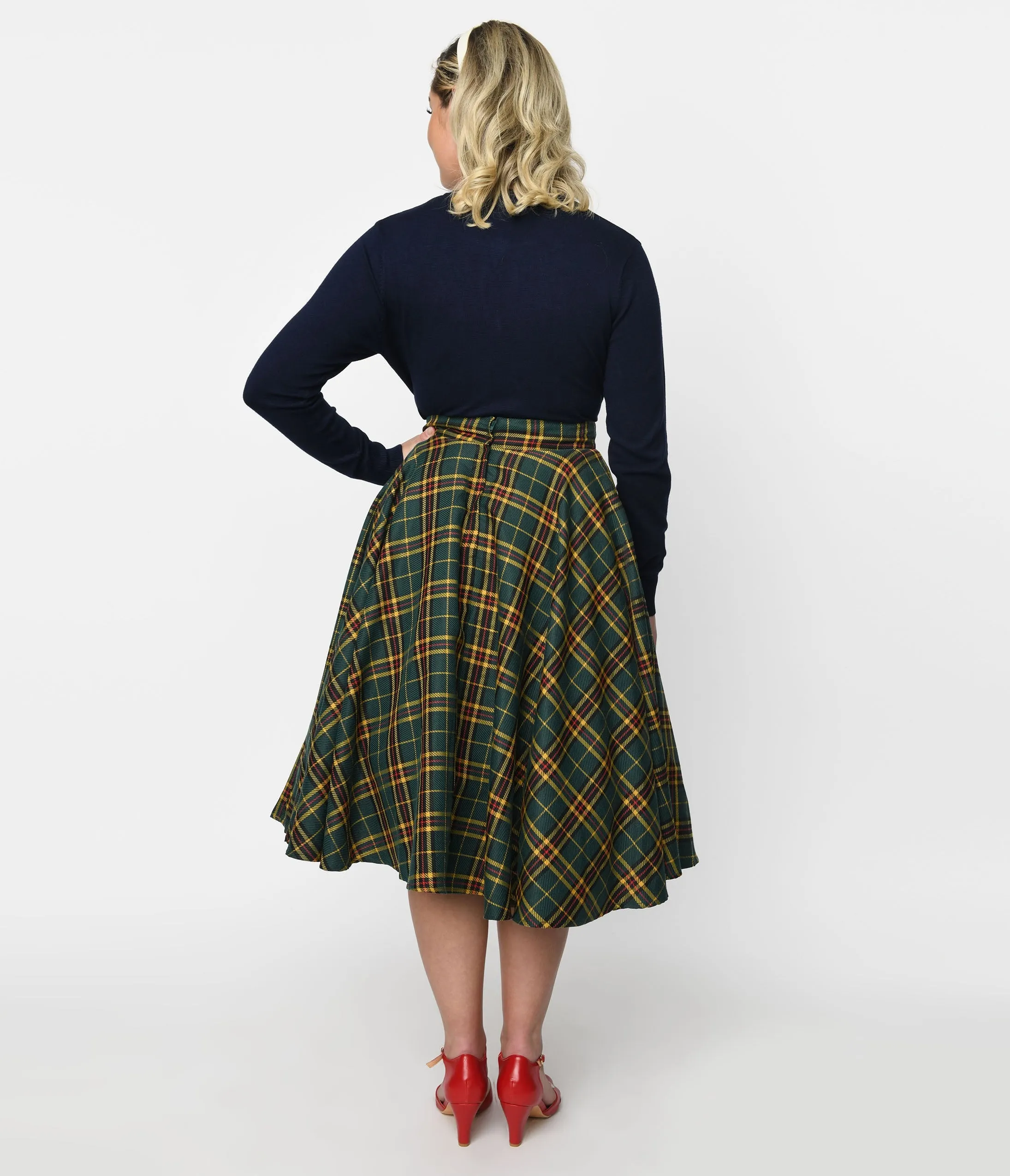 Highland Green Plaid Swing Skirt sold by Unique Vintage product image thumbnail 3