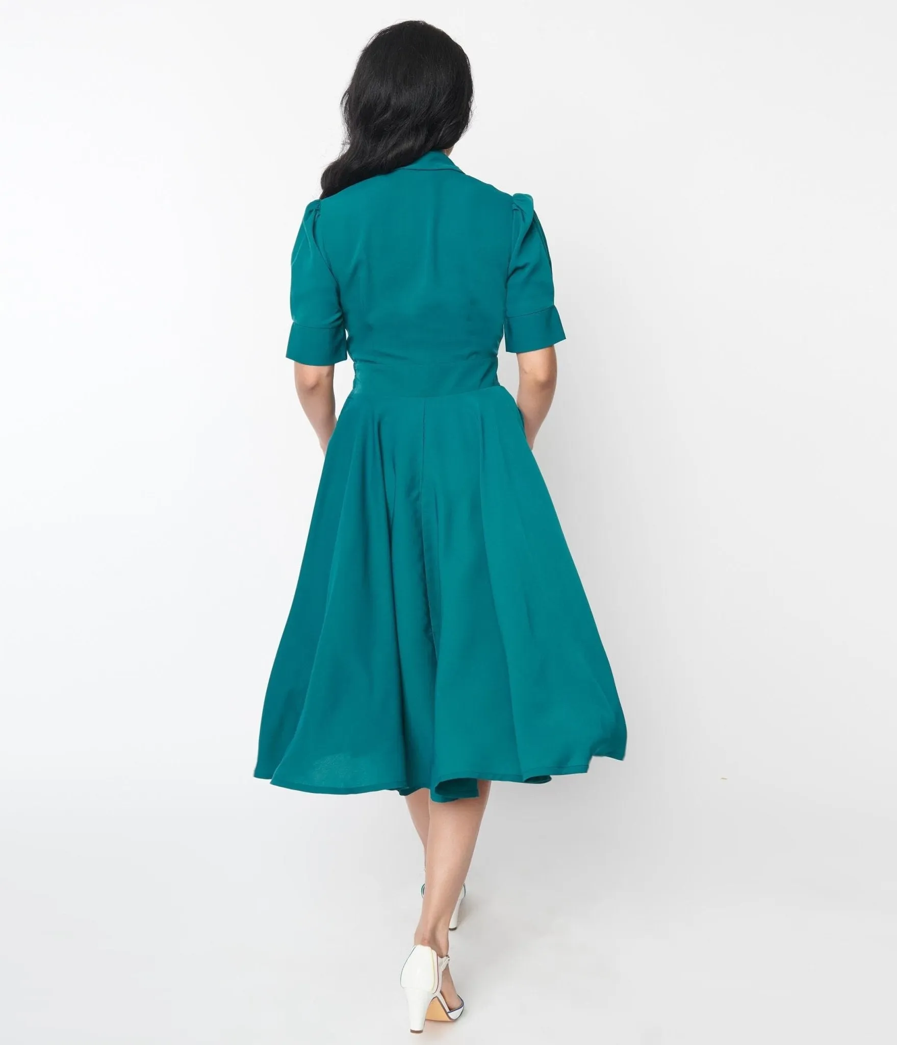 Teal Ruffle Hope Swing Dress sold by Unique Vintage product image thumbnail 3