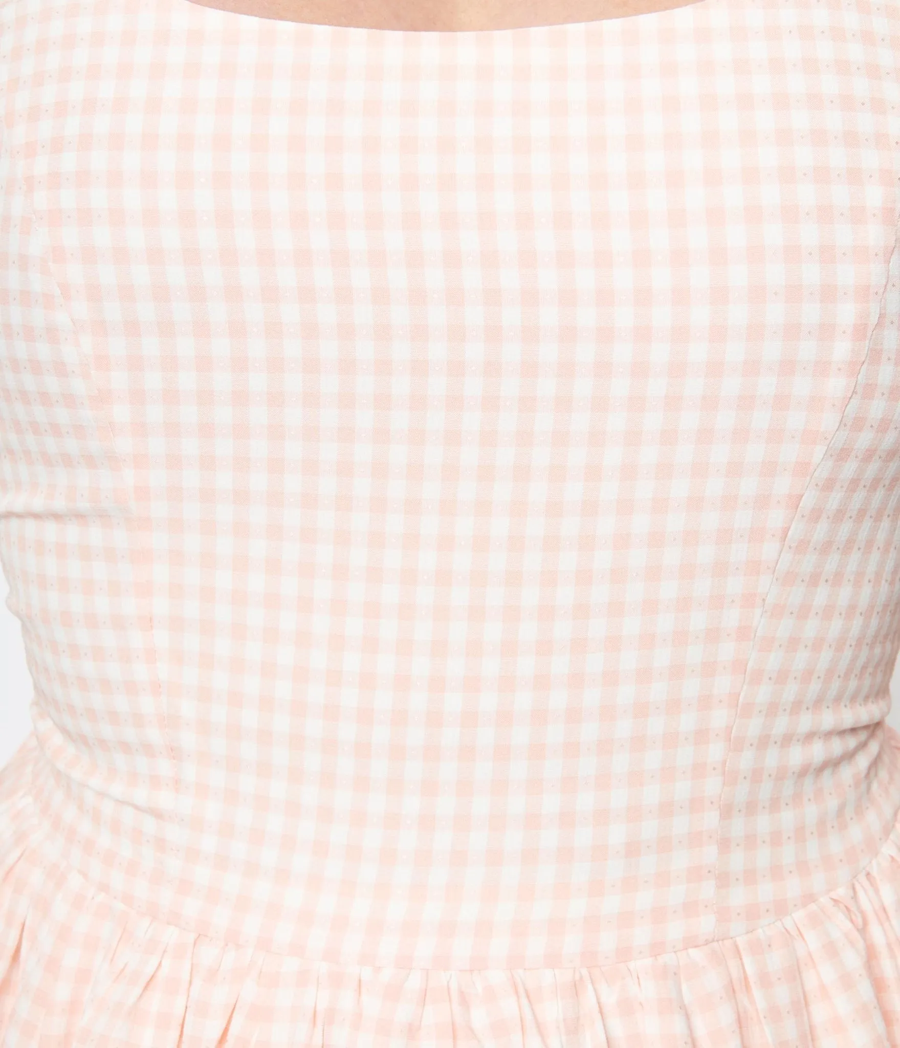 Peach & White Gingham Sandra Swing Dress sold by Unique Vintage product image thumbnail 2
