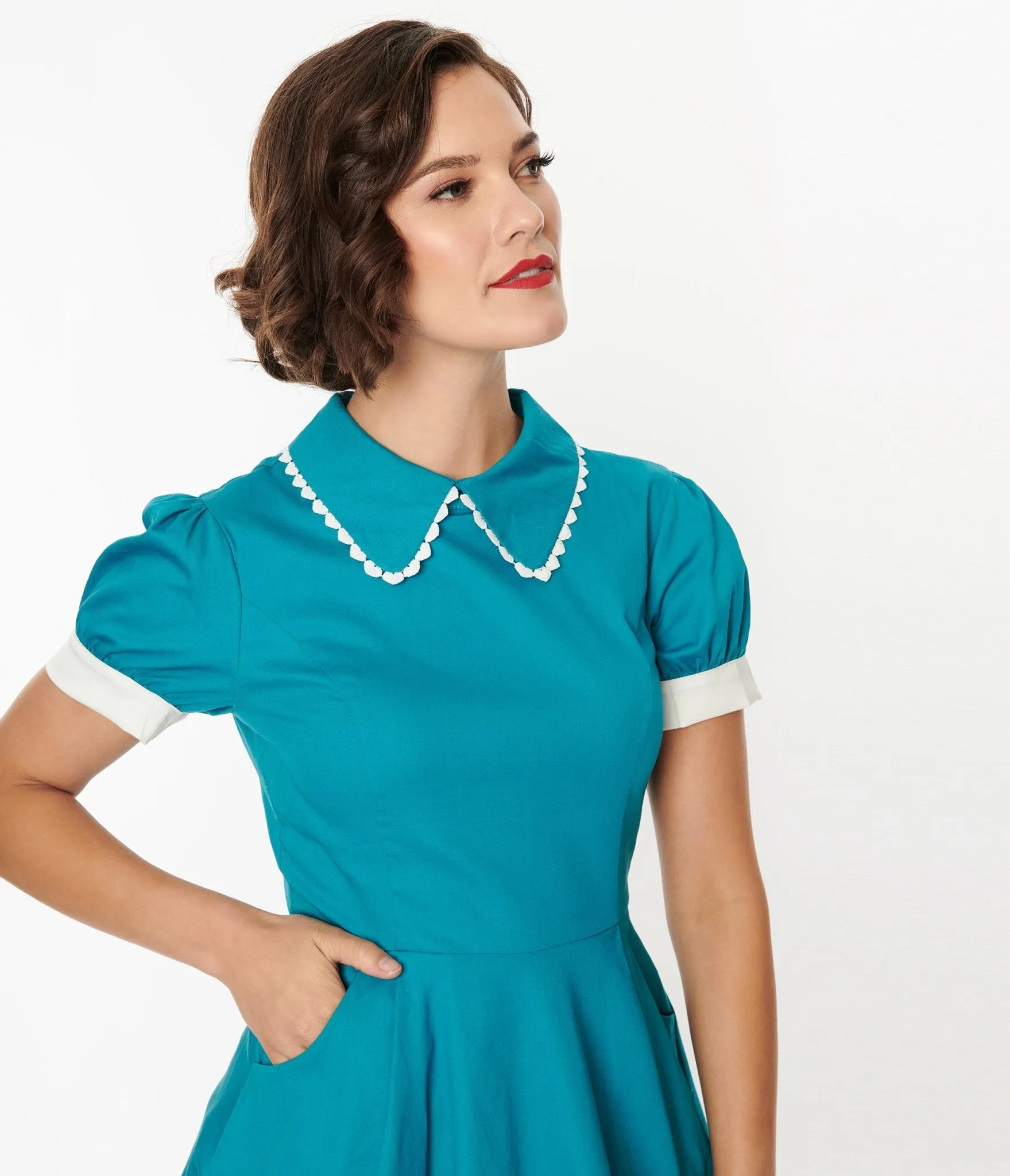 Light Blue Cotton Swing Dress sold by Unique Vintage product image thumbnail 2