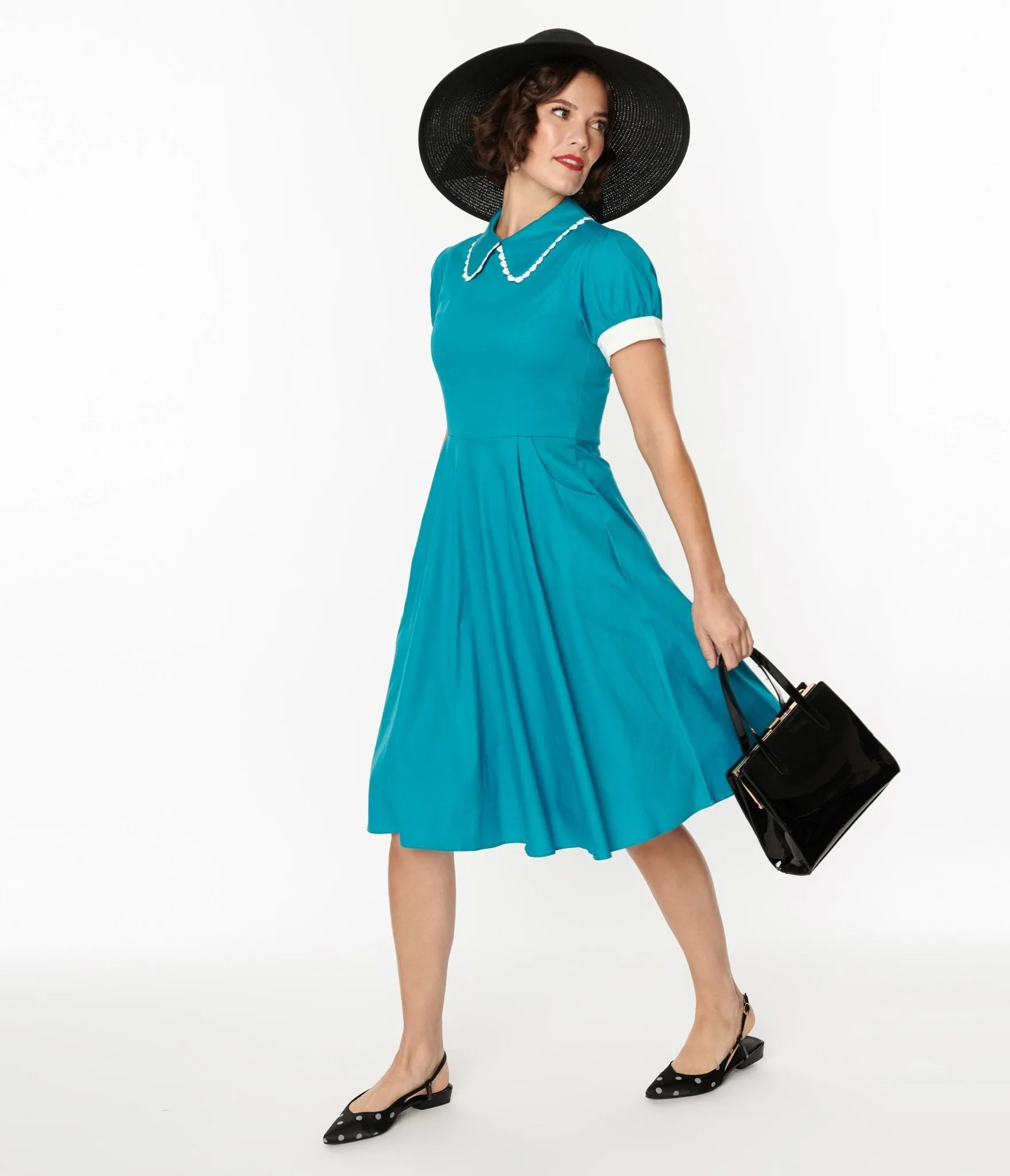 Light Blue Cotton Swing Dress sold by Unique Vintage