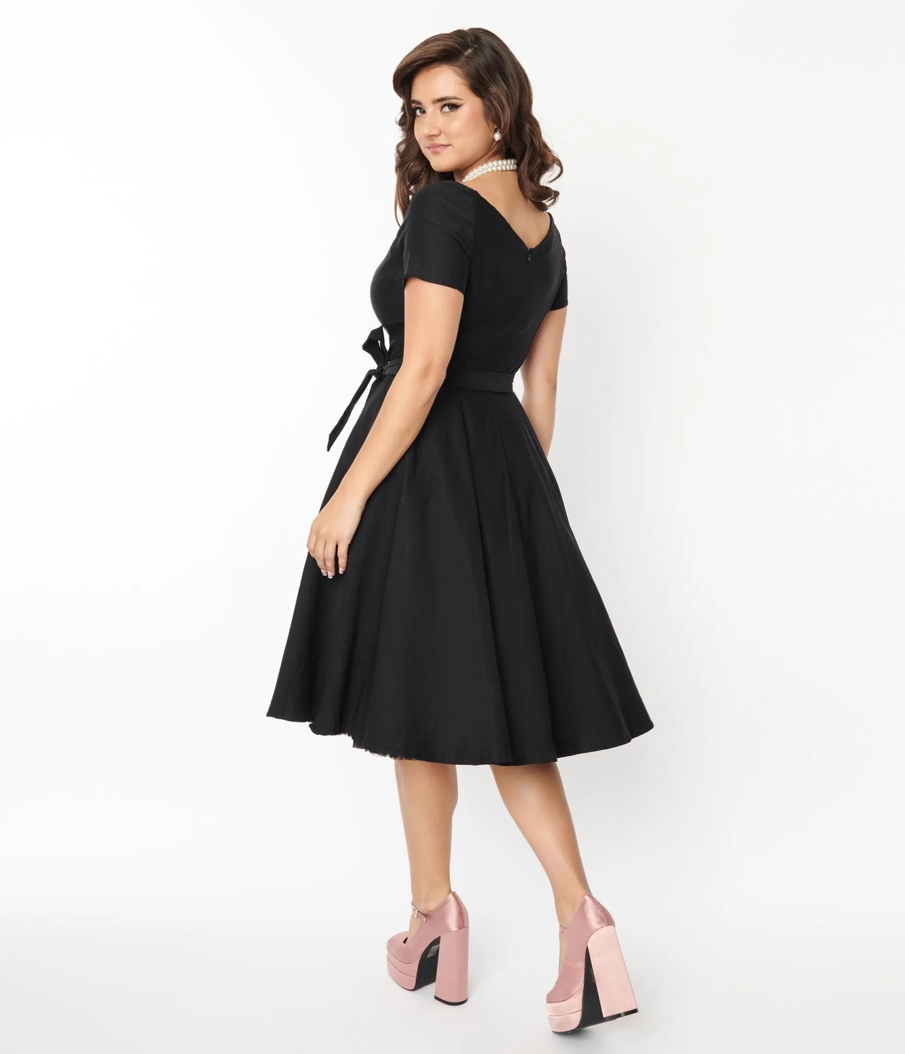 1950s Style Black Bella Swing Dress sold by Unique Vintage product image thumbnail 3