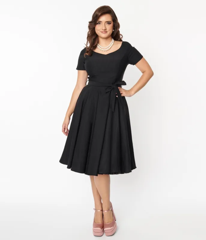 1950s Style Black Bella Swing Dress sold by Unique Vintage