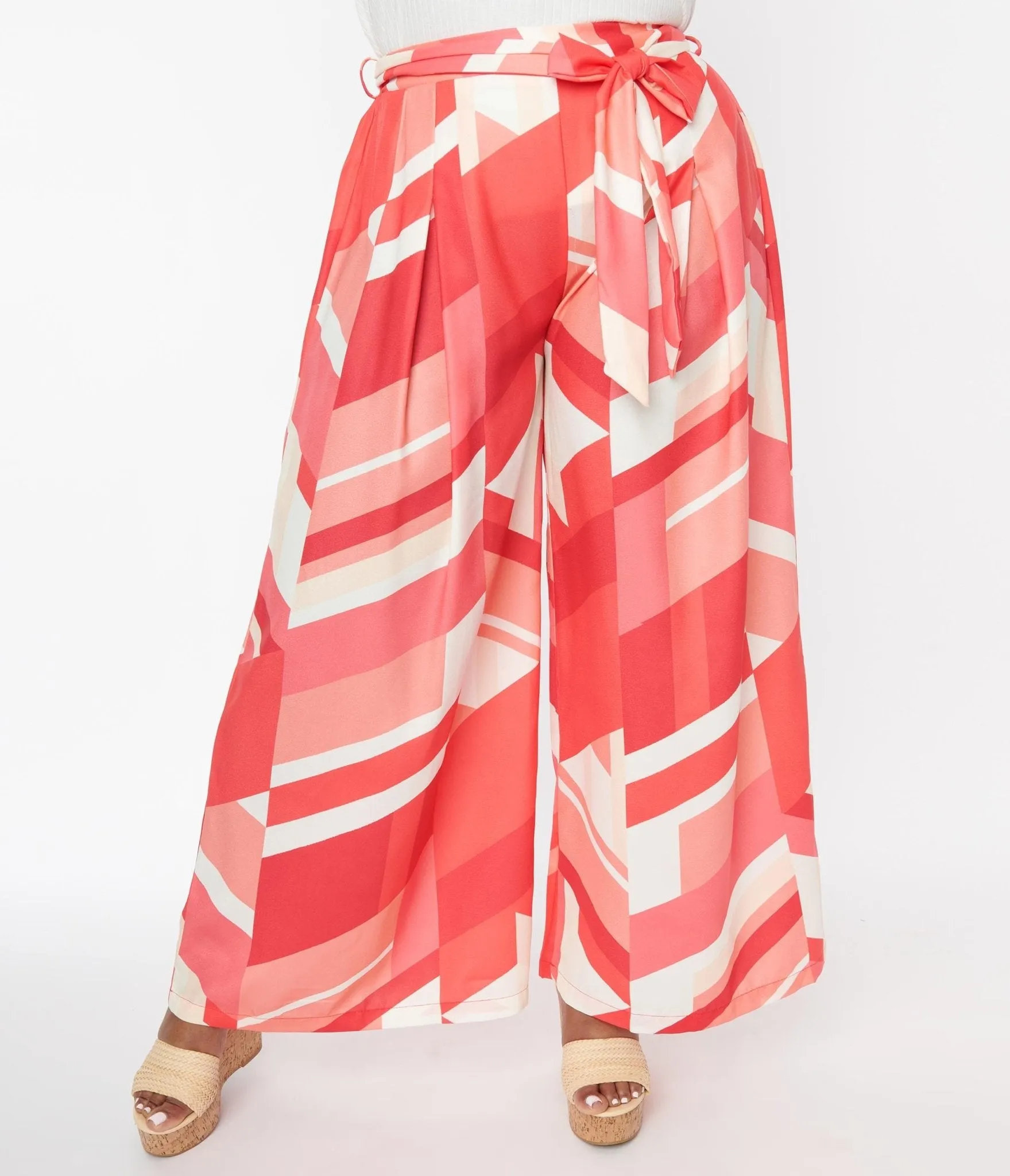 Plus Size Red Geometric Wide Leg Pants sold by Unique Vintage product image thumbnail 2