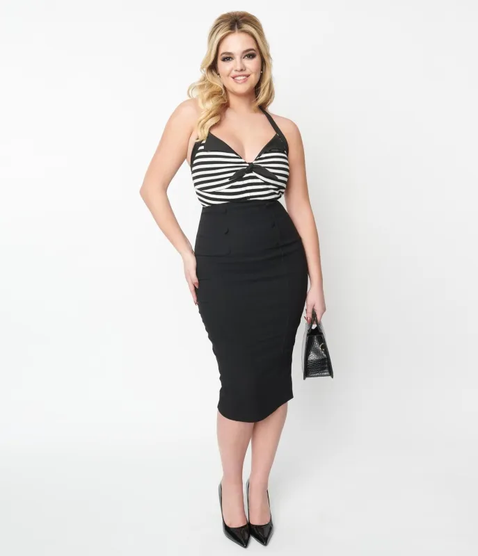 Unique Vintage Black Sailor Sierra Pencil Skirt sold by Unique Vintage