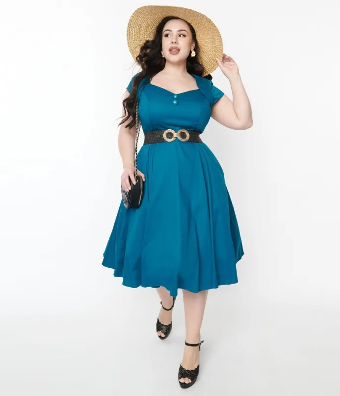 Collectif Teal Nell Swing Dress sold by Unique Vintage