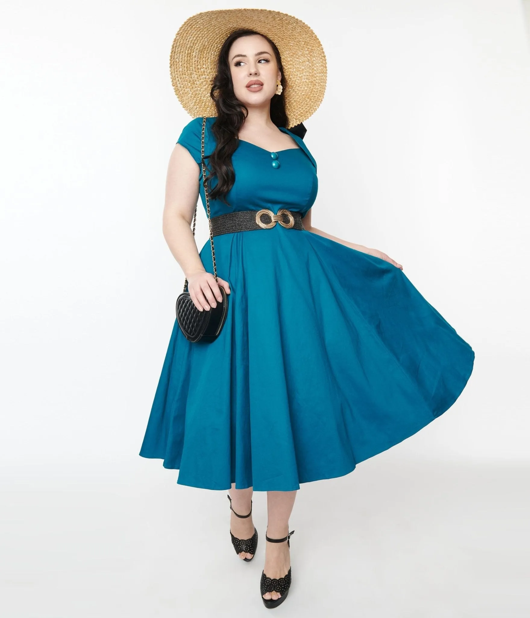 Collectif Teal Nell Swing Dress sold by Unique Vintage product image thumbnail 5