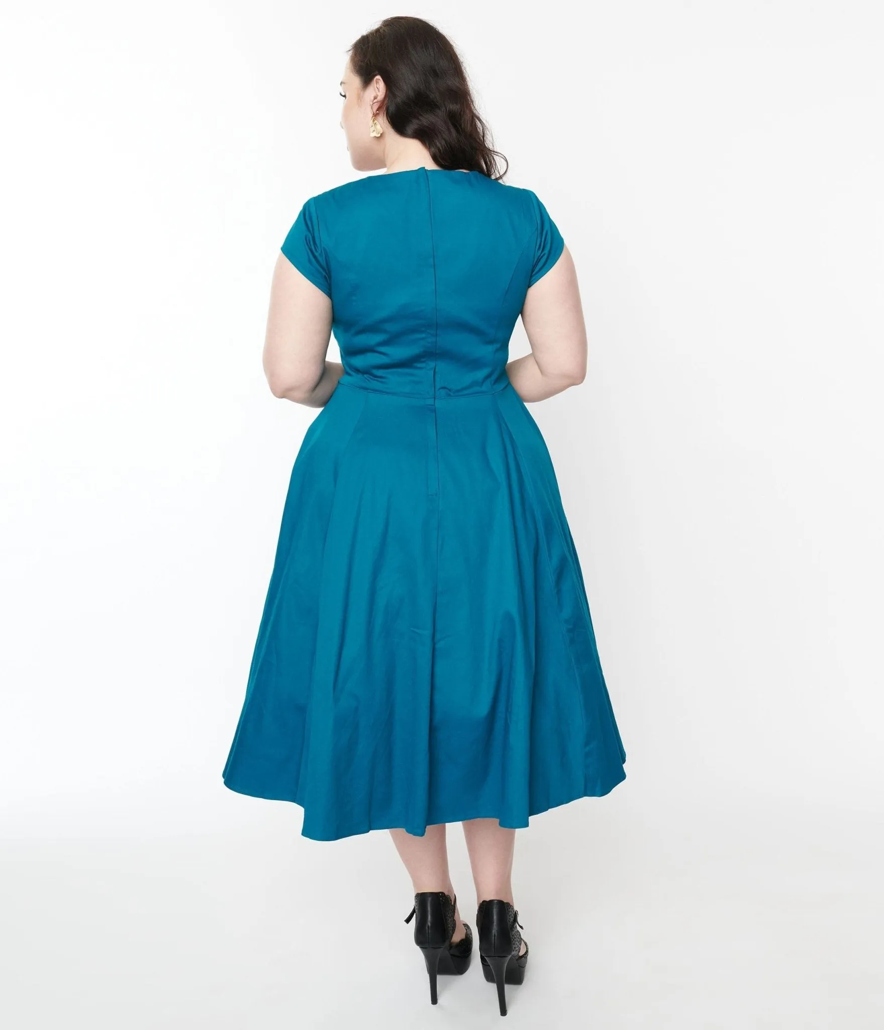 Collectif Teal Nell Swing Dress sold by Unique Vintage product image thumbnail 3