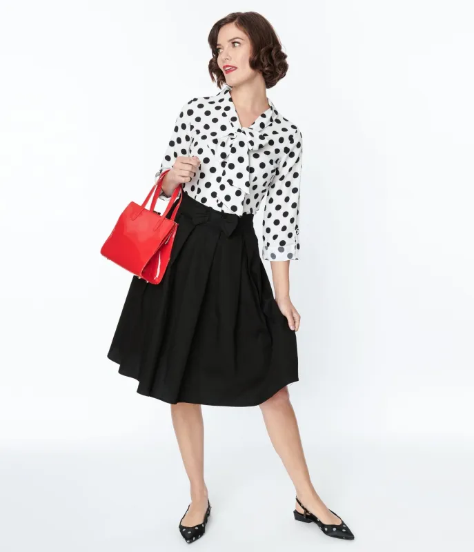 Black Cotton Swing Skirt sold by Unique Vintage