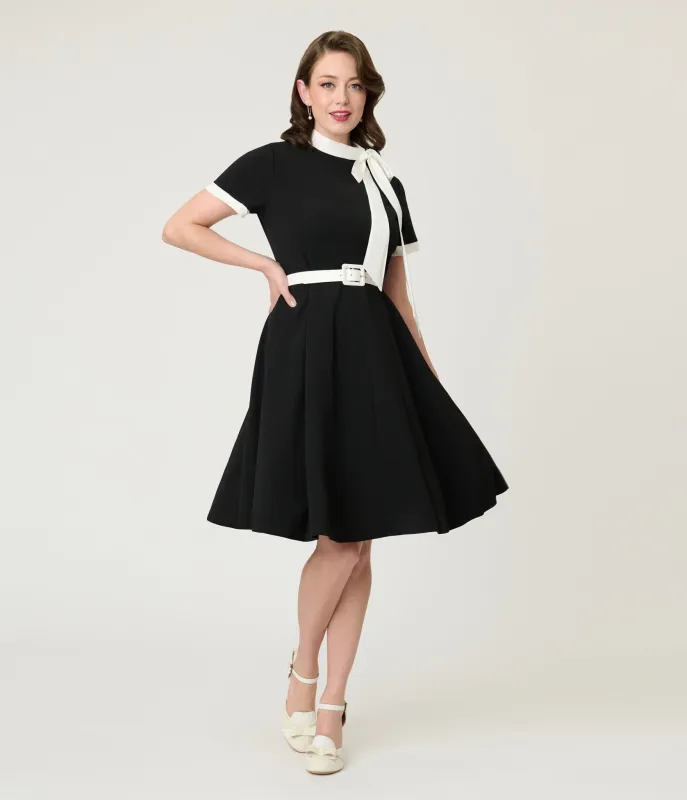 Black & White Bow Swing Dress sold by Unique Vintage