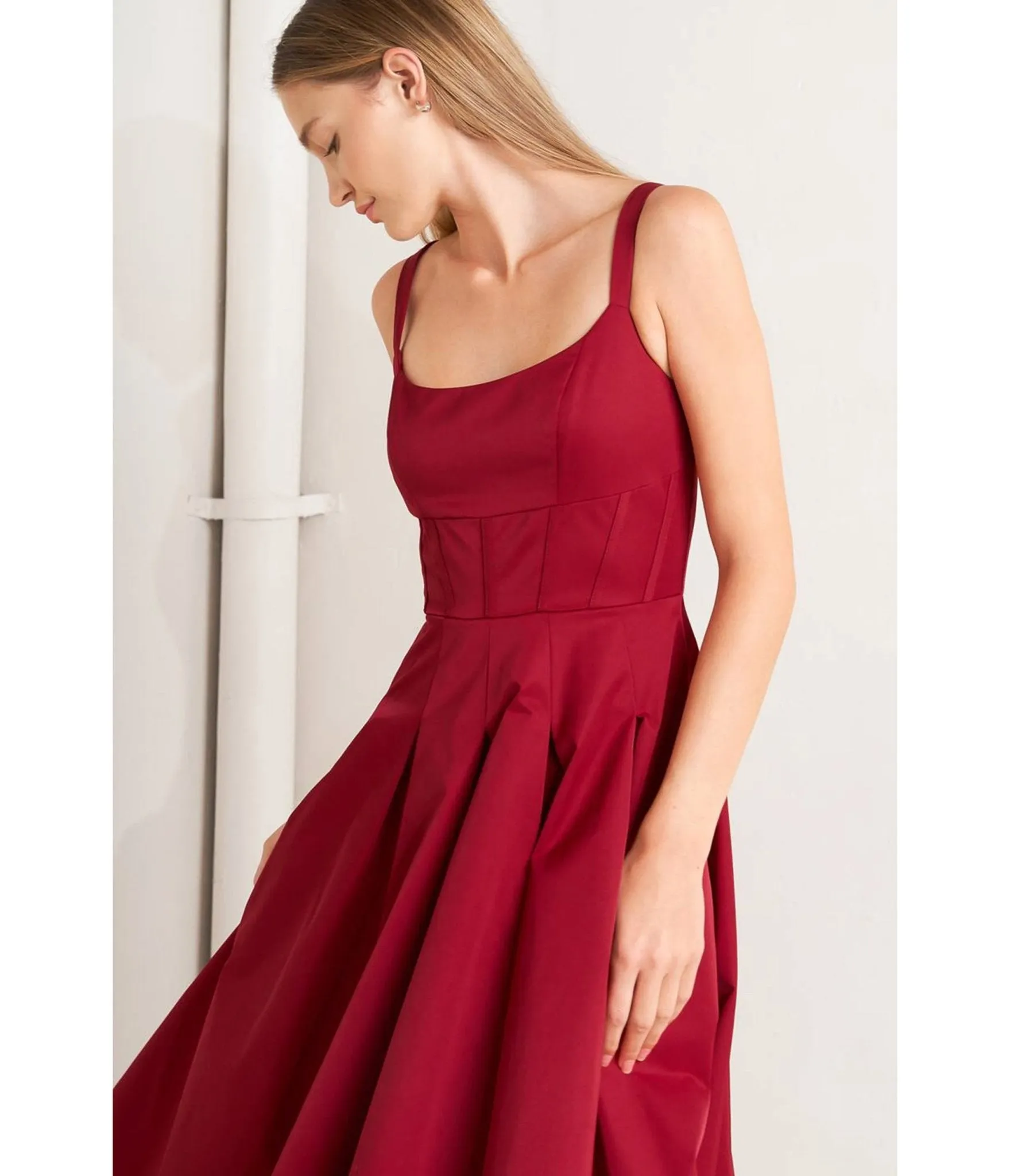 Maroon Woven Midi Dress sold by Unique Vintage product image thumbnail 5