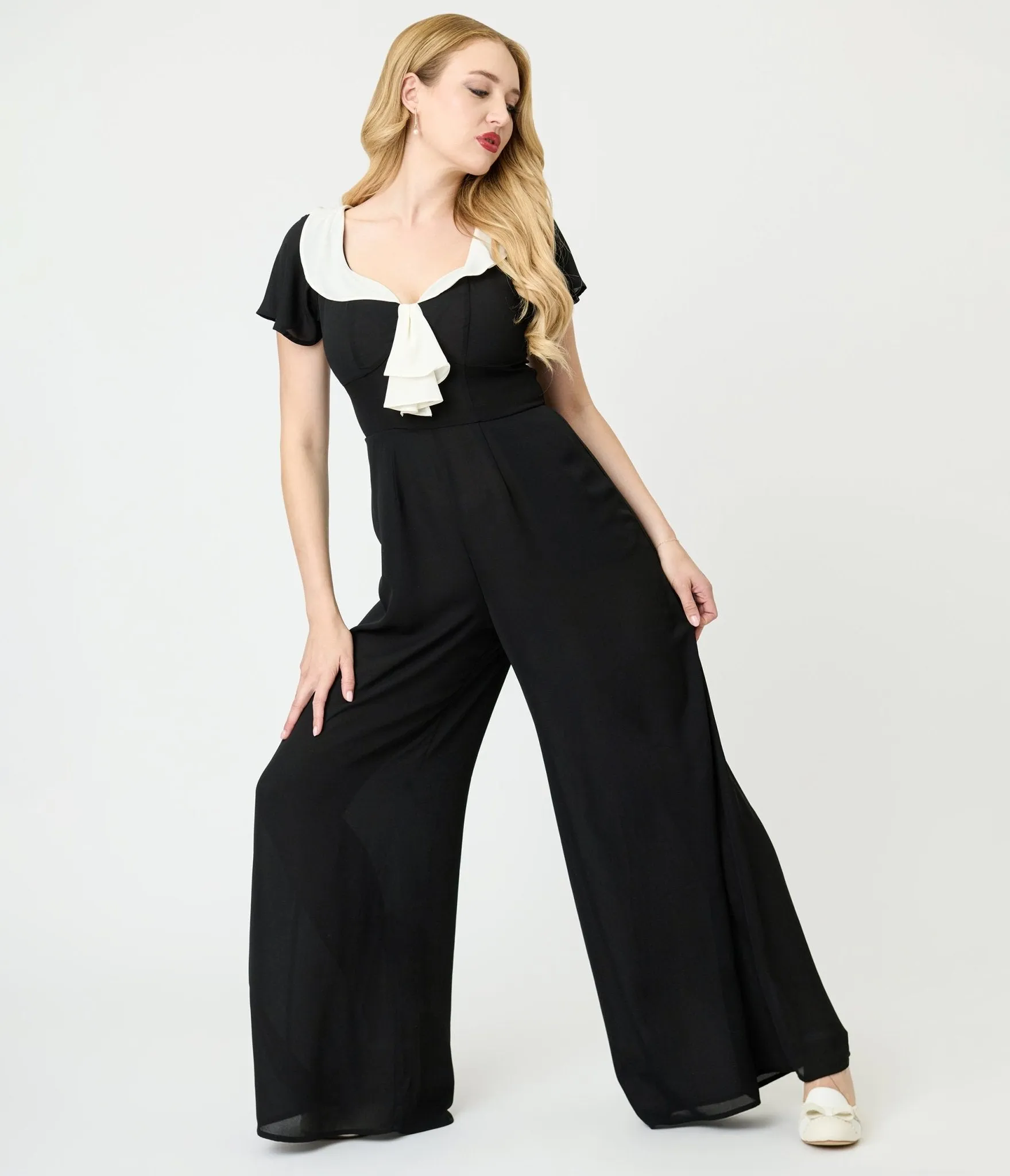 Unique Vintage Black Wide Leg Jumpsuit sold by Unique Vintage product image thumbnail 4