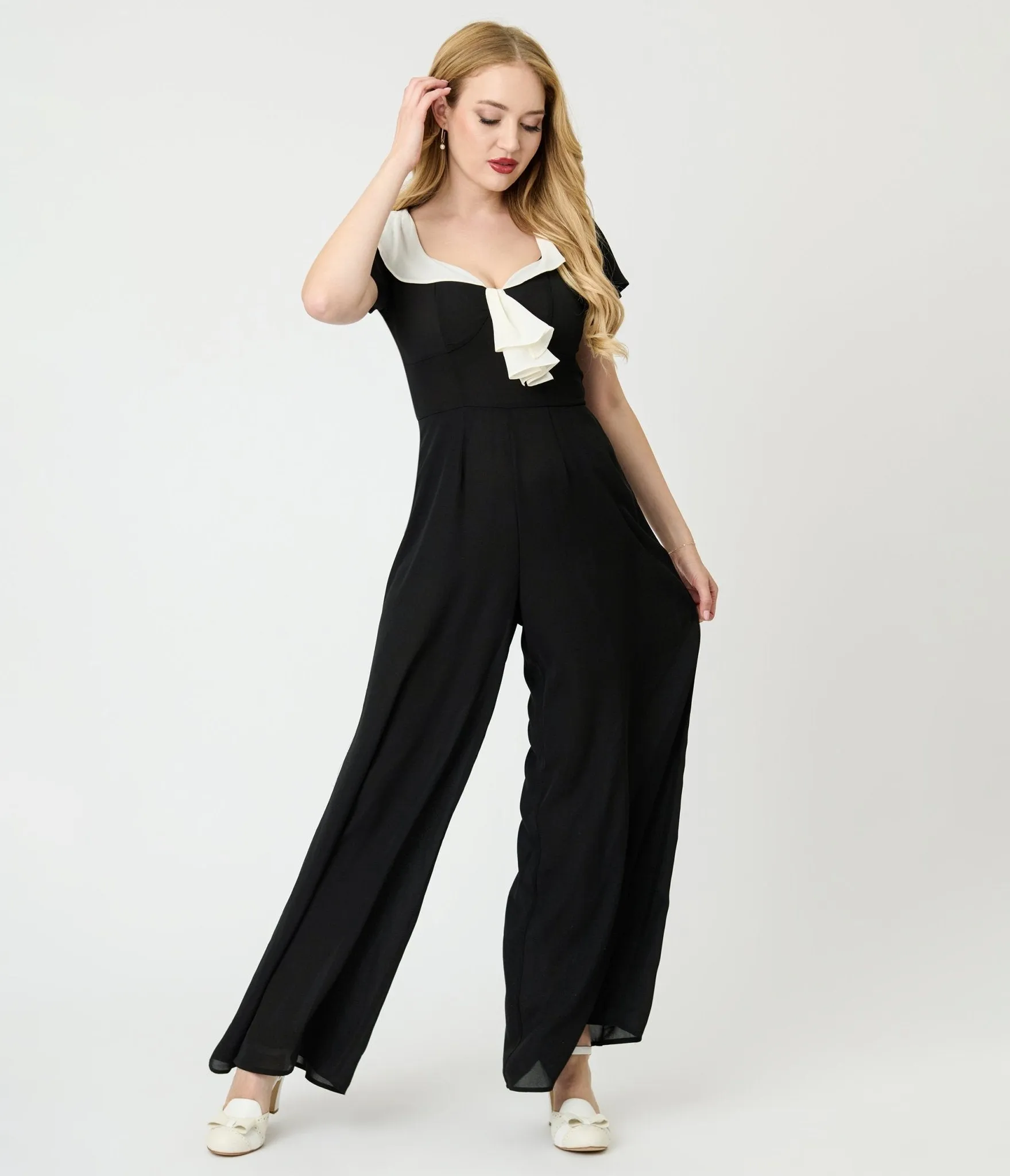 Unique Vintage Black Wide Leg Jumpsuit sold by Unique Vintage product image thumbnail 3