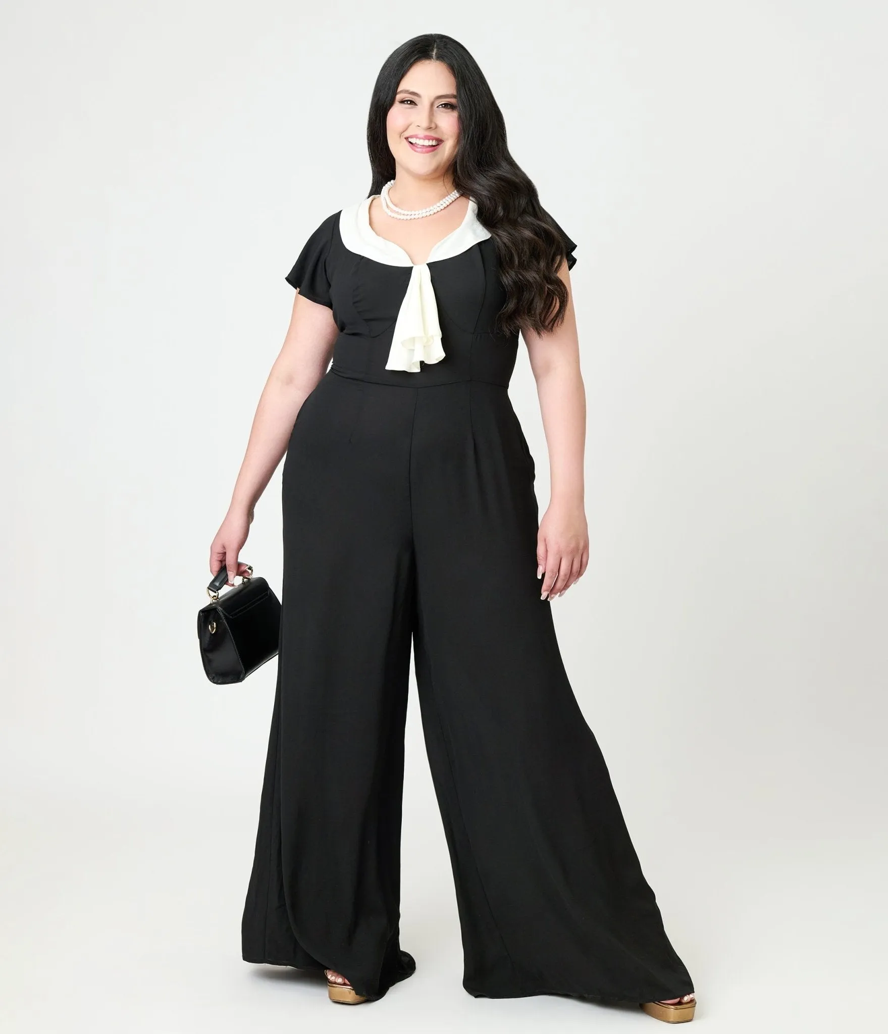 Unique Vintage Plus Size Black Wide Leg Jumpsuit sold by Unique Vintage product image thumbnail 3