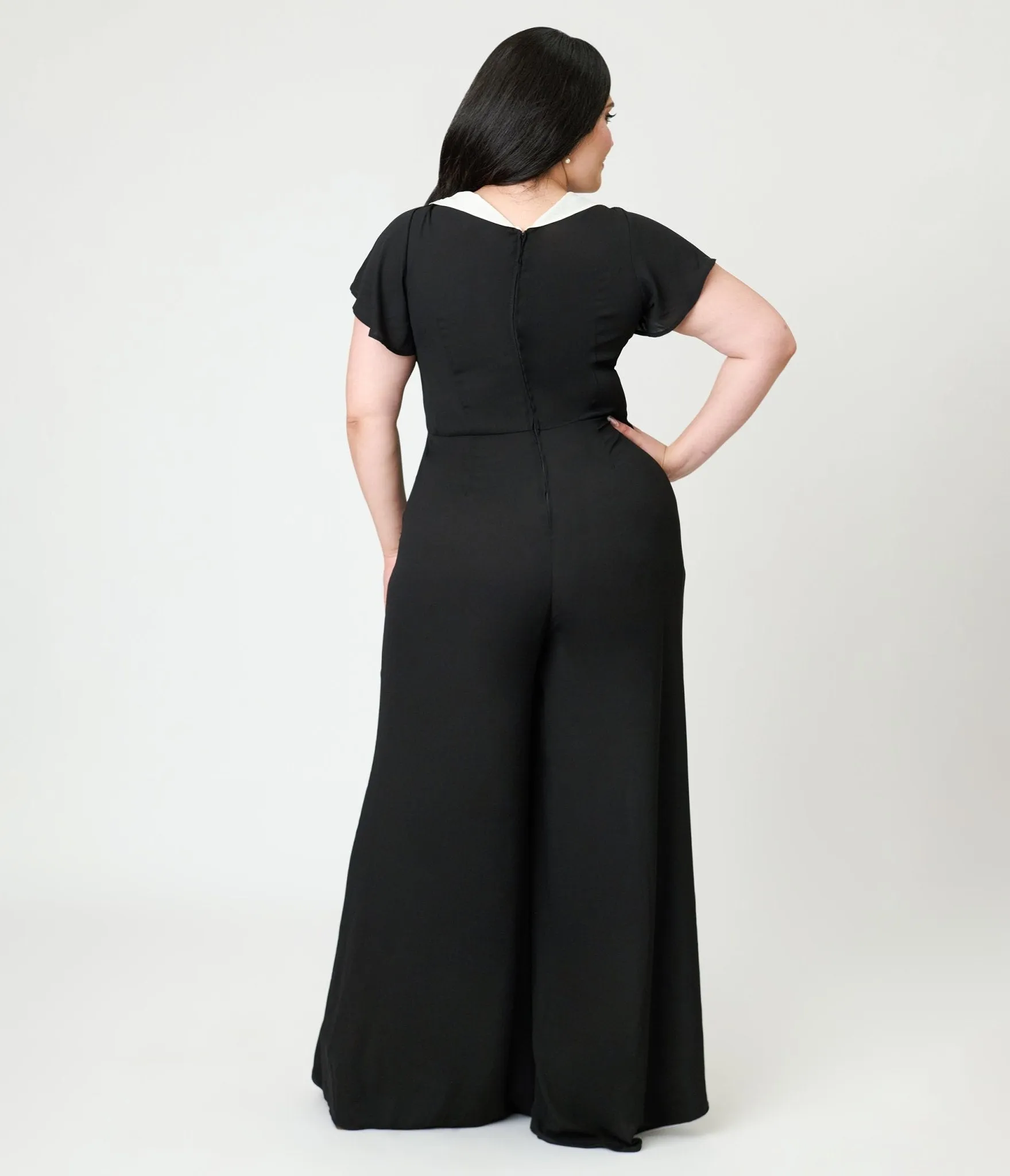 Unique Vintage Plus Size Black Wide Leg Jumpsuit sold by Unique Vintage product image thumbnail 2