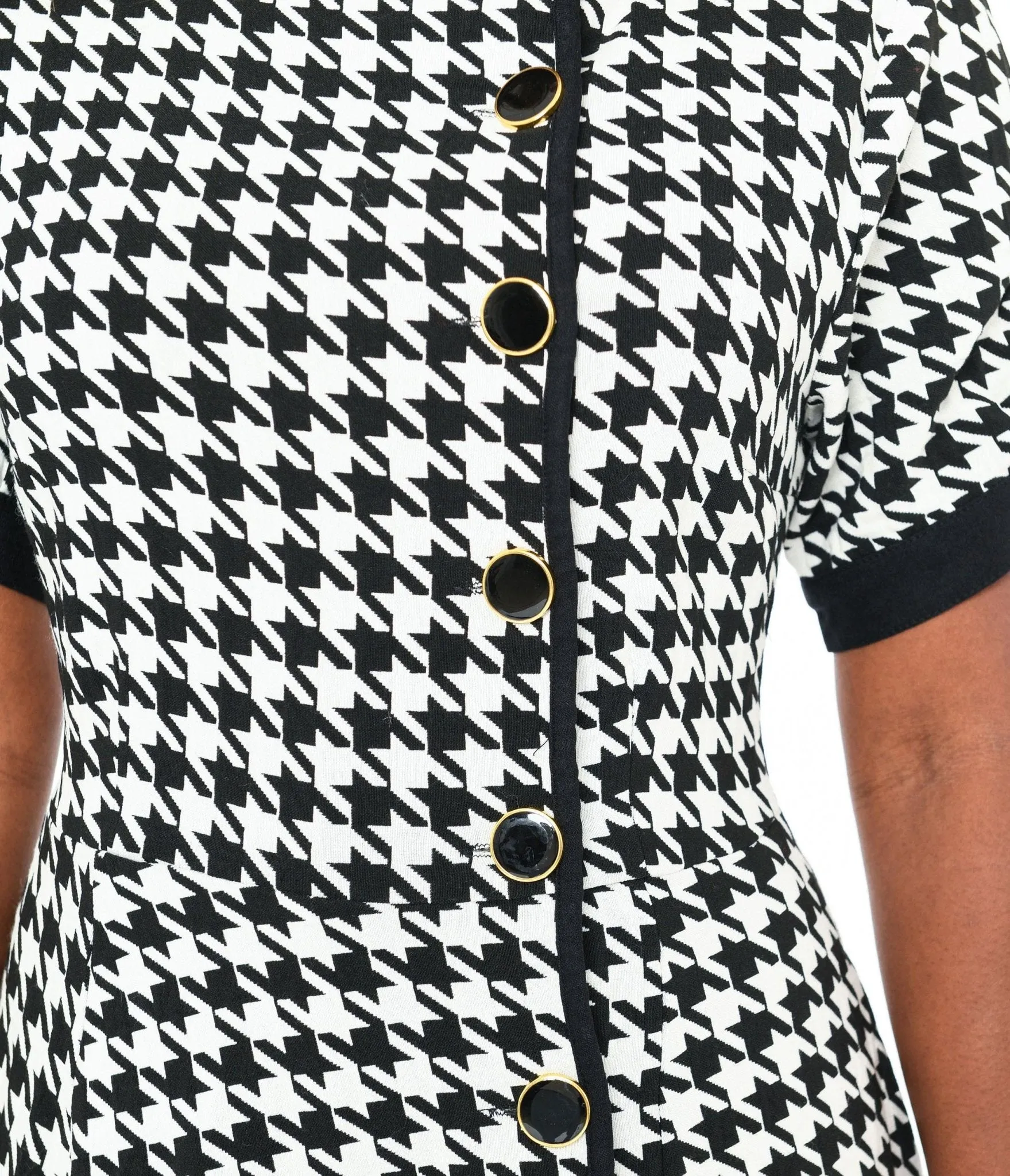 Unique Vintage Ivory & Black Houndstooth Swing Dress sold by Unique Vintage product image thumbnail 2
