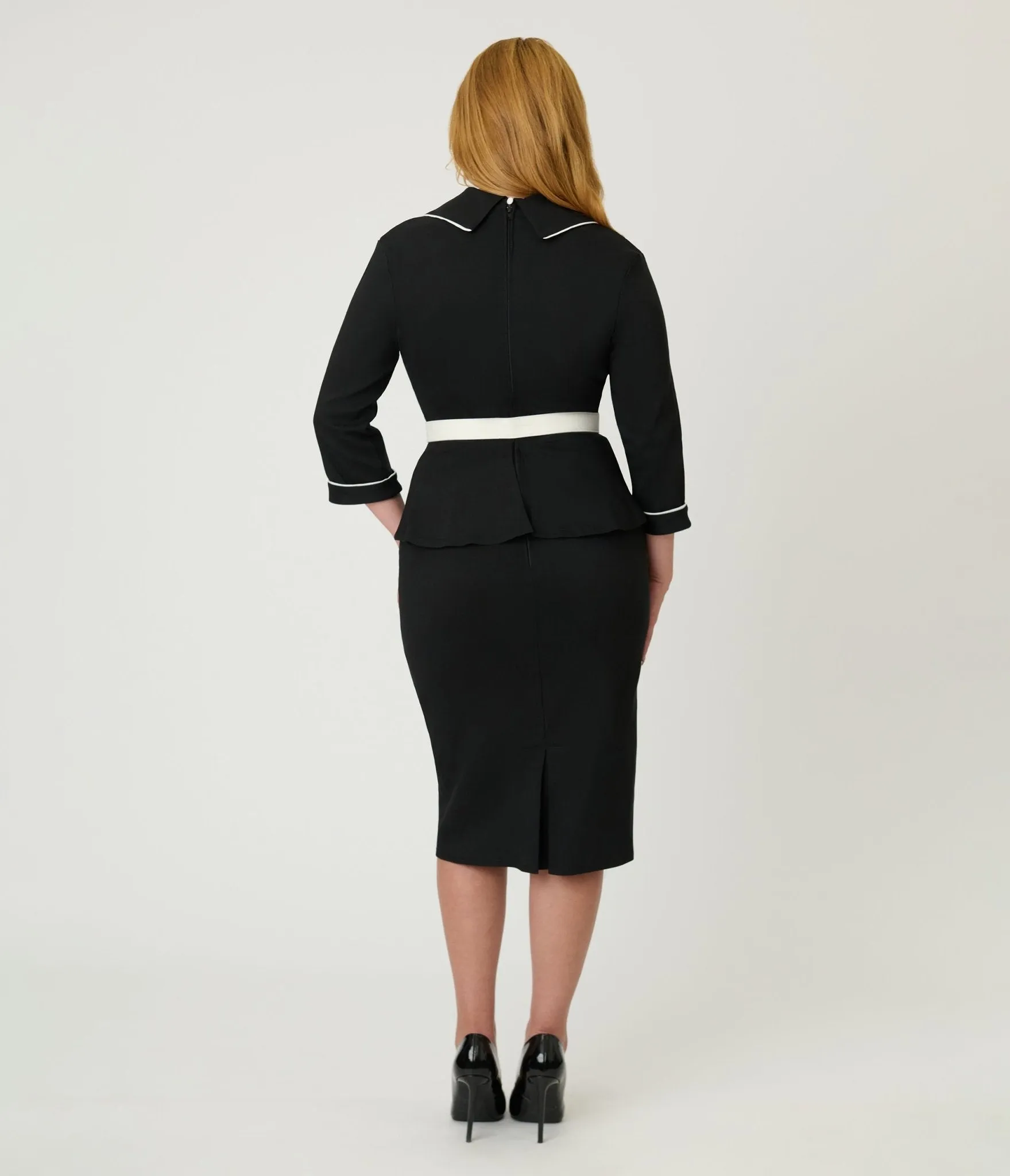Unique Vintage Black & White Peplum Cooper Suit Dress sold by Unique Vintage product image thumbnail 2