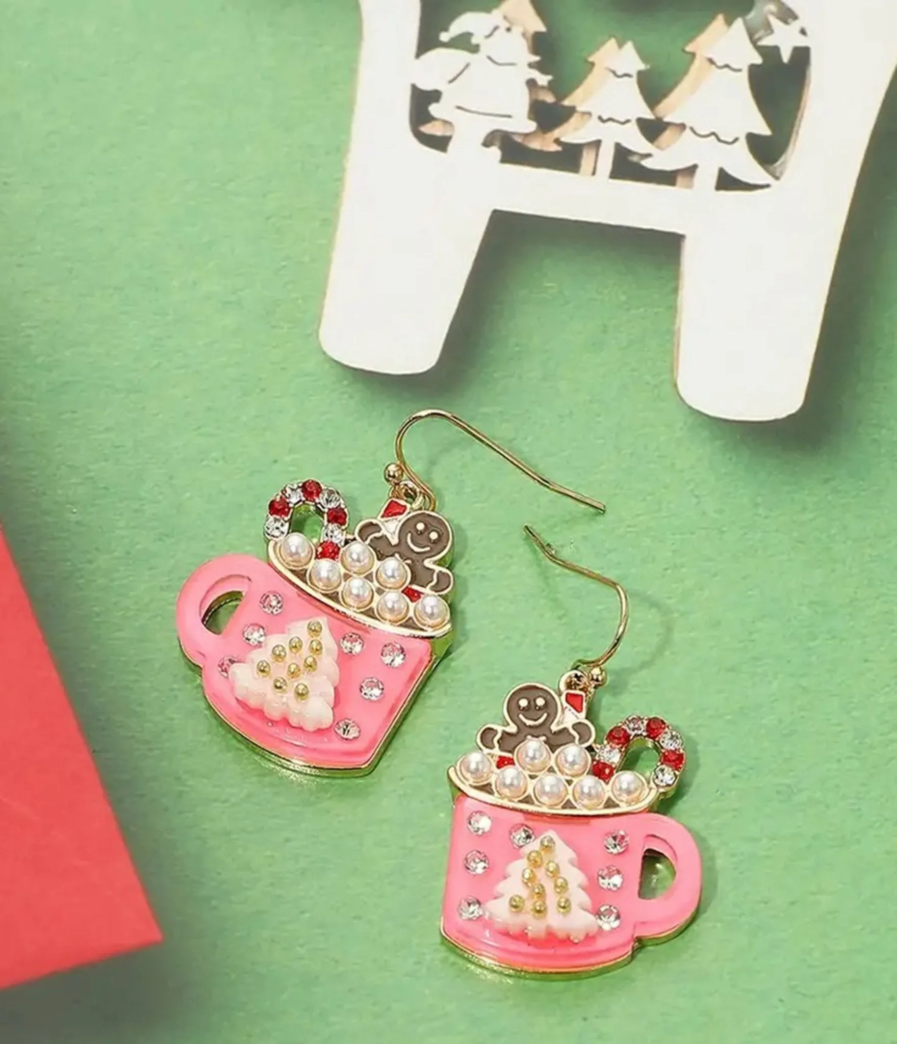 Gingerbread Man Hot Cocoa Earrings sold by Unique Vintage product image thumbnail 2