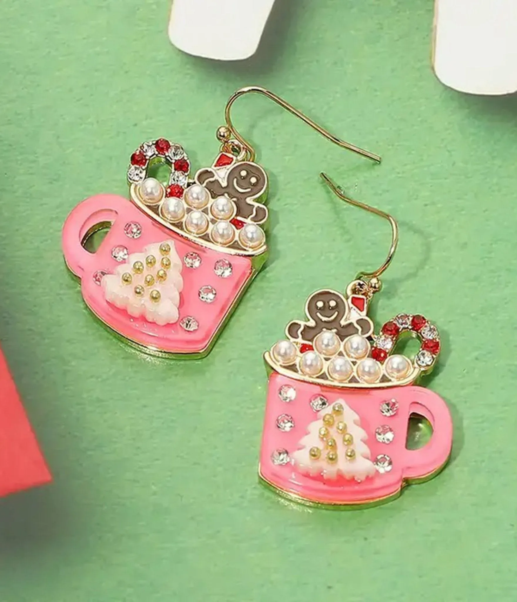 Gingerbread Man Hot Cocoa Earrings sold by Unique Vintage