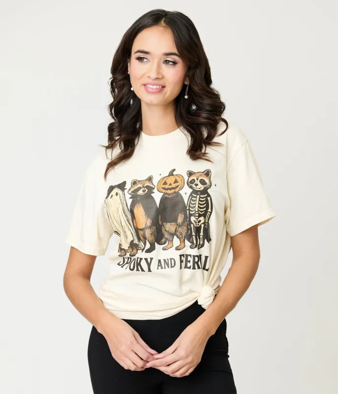 Spooky & Feral Raccoon Unisex Graphic Tee sold by Unique Vintage