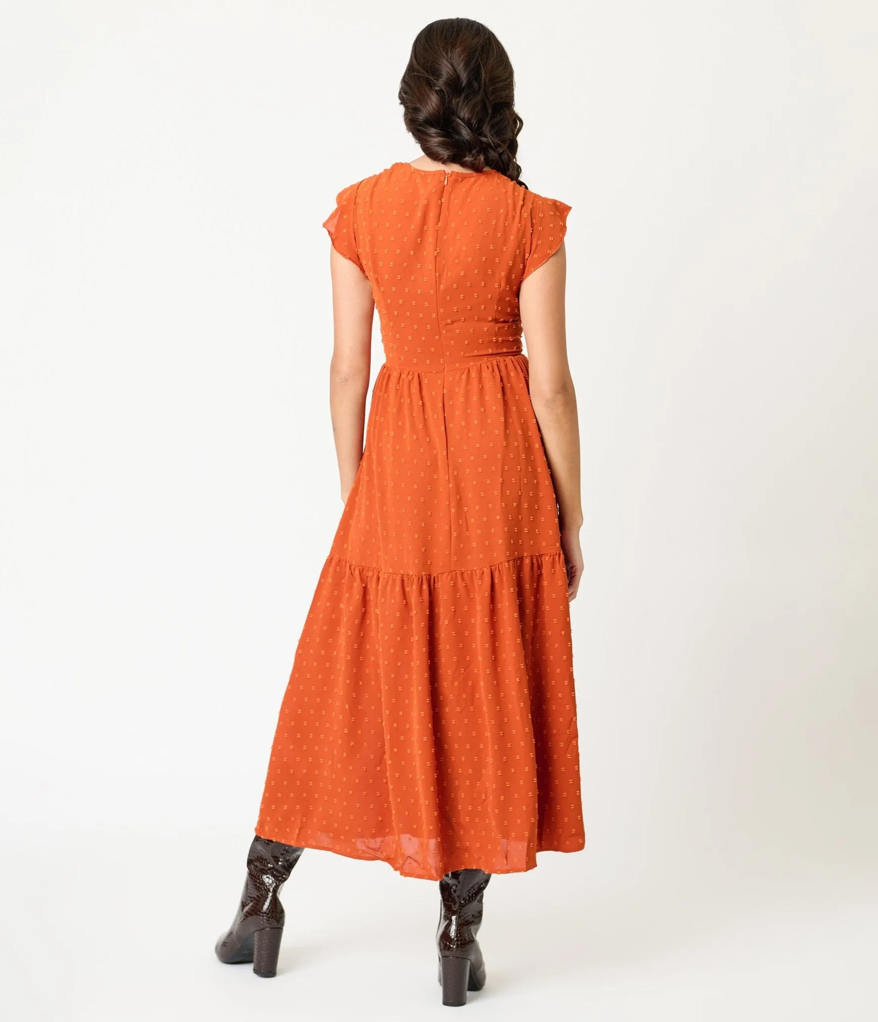 Orange Swiss Dot Willow Maxi Dress sold by Unique Vintage product image thumbnail 2