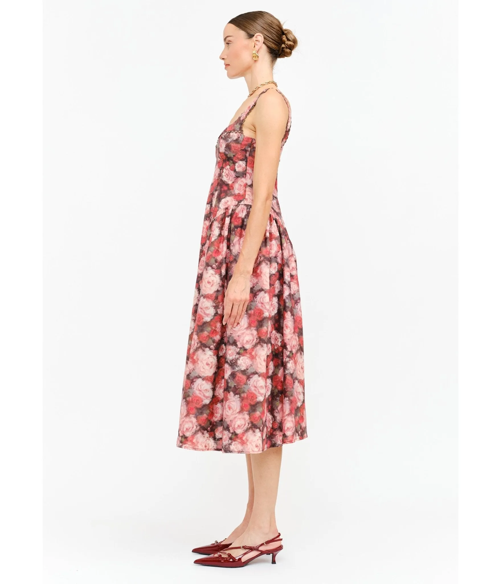 Pink Rose Cotton Midi Dress sold by Unique Vintage product image thumbnail 3