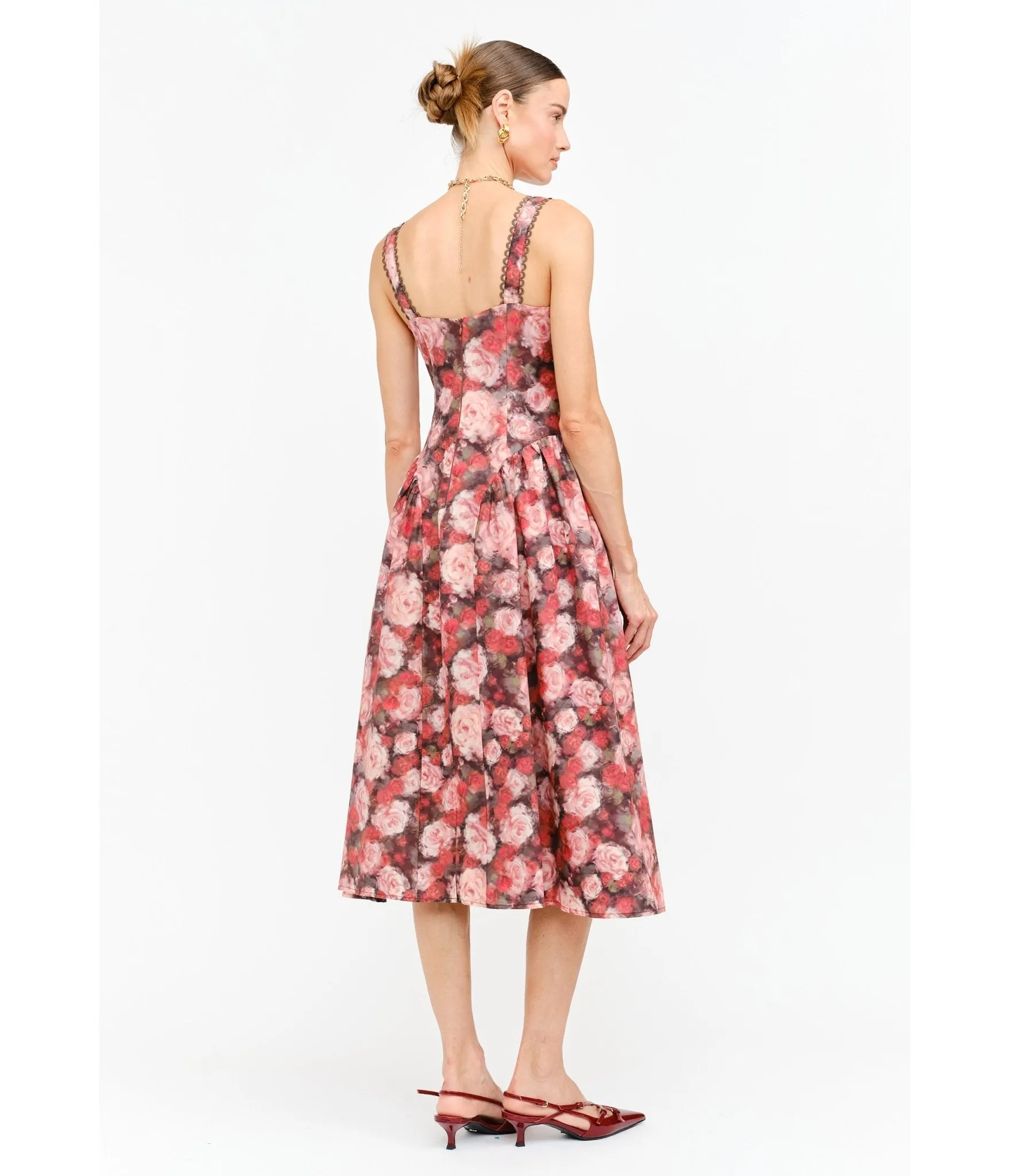 Pink Rose Cotton Midi Dress sold by Unique Vintage product image thumbnail 2