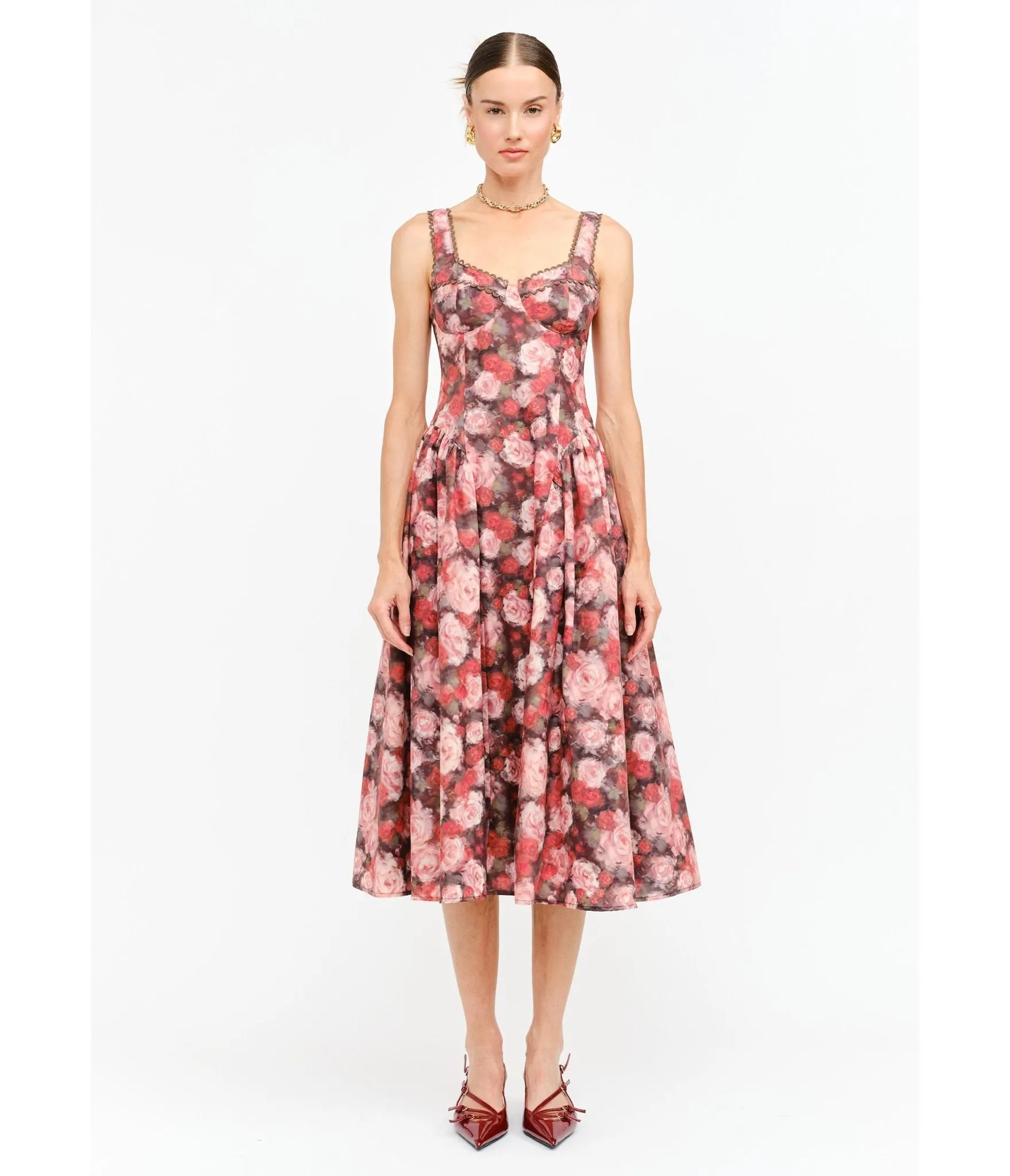 Pink Rose Cotton Midi Dress sold by Unique Vintage