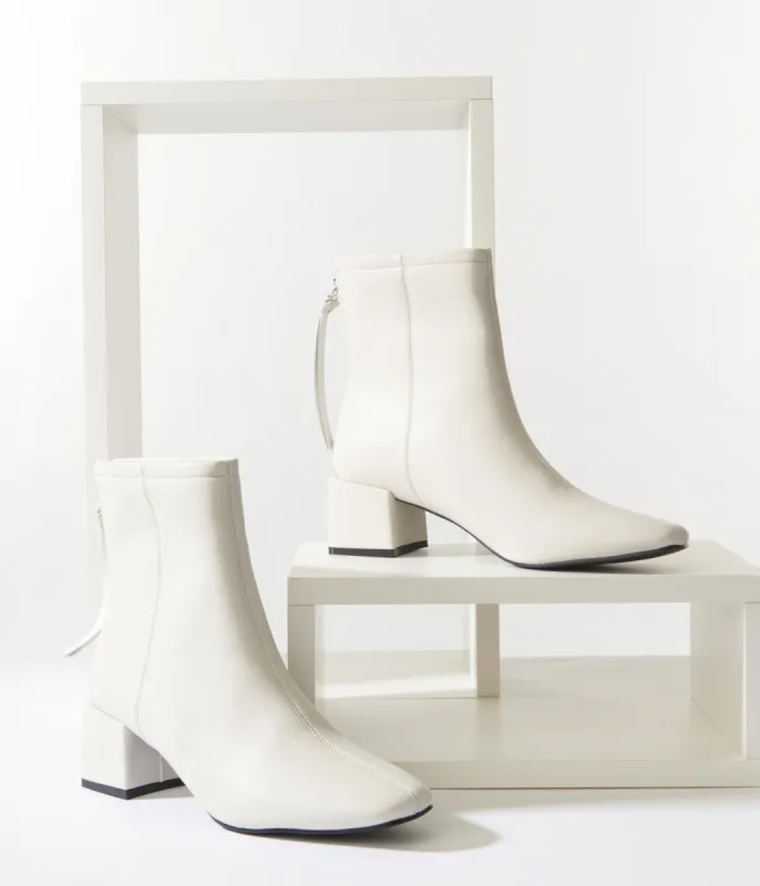 Unique Vintage White Leatherette Mod Sinatra Bootie sold by Unique Vintage