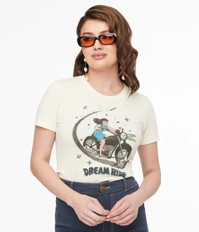 Dream Ride Cotton Fitted Graphic Tee sold by Unique Vintage