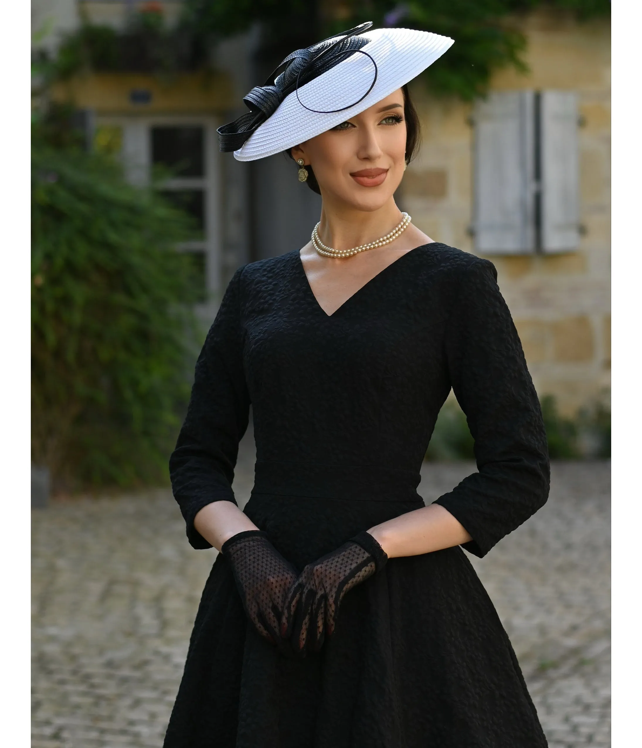 Black Floral Jacquard Piper Swing Dress sold by Unique Vintage product image thumbnail 5