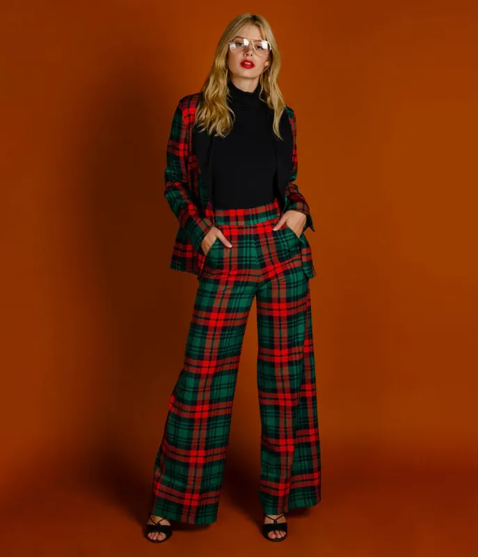 Green & Red Plaid Pants made by Unique Vintage