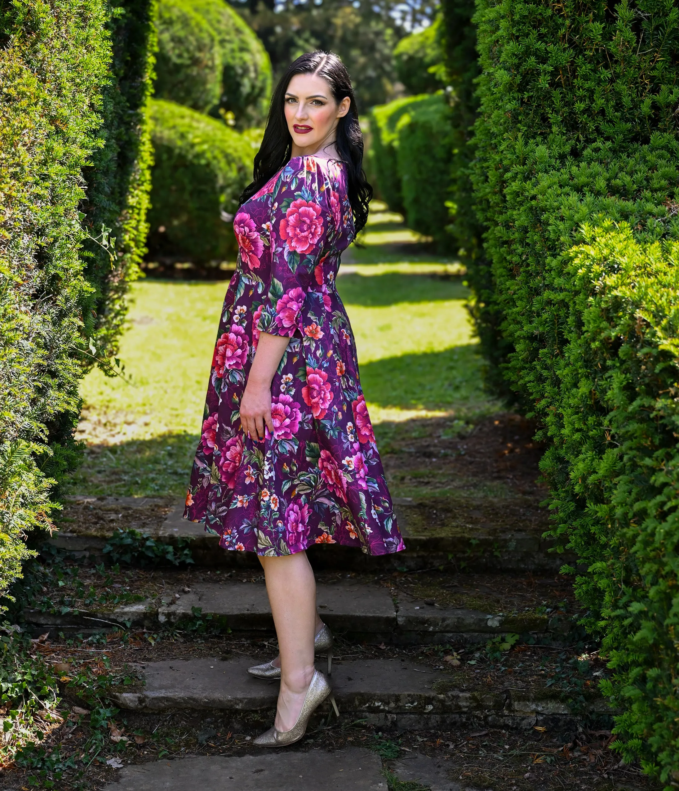 Plus Size Purple Floral Bea Swing Dress sold by Unique Vintage product image thumbnail 4