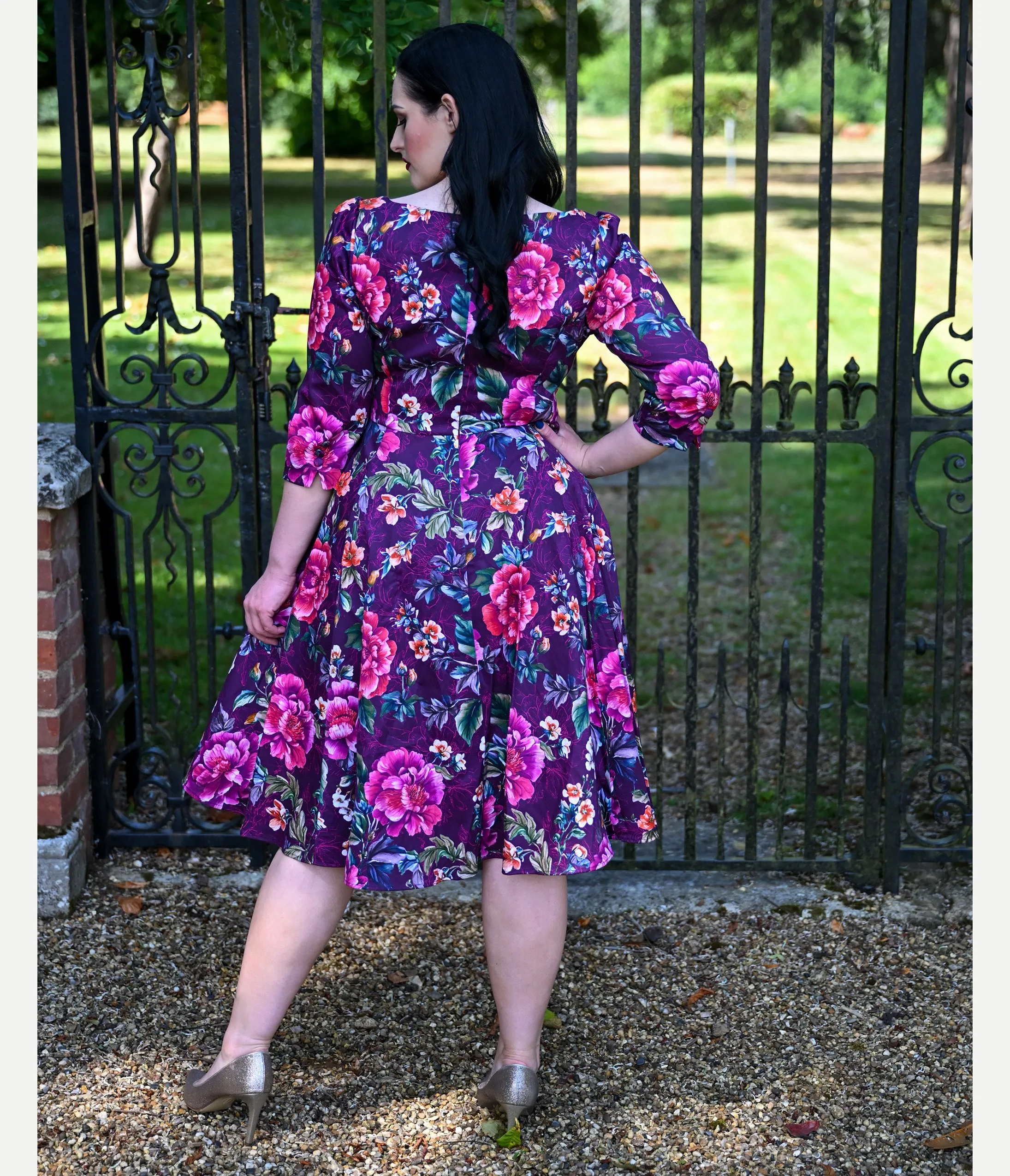 Plus Size Purple Floral Bea Swing Dress sold by Unique Vintage product image thumbnail 2