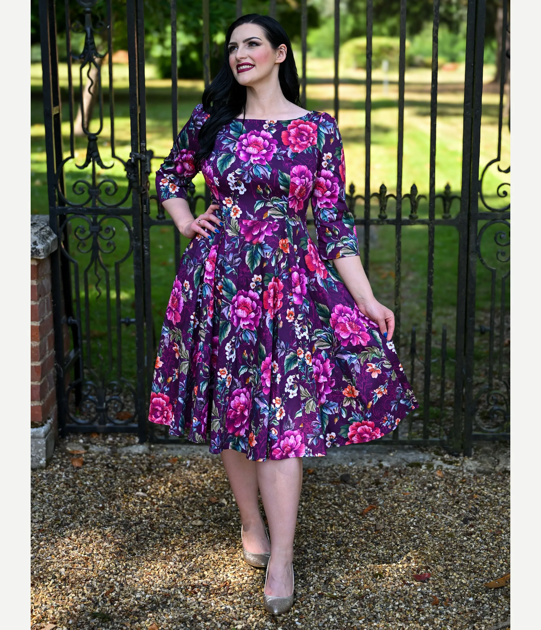 Plus Size Purple Floral Bea Swing Dress sold by Unique Vintage product image thumbnail 3