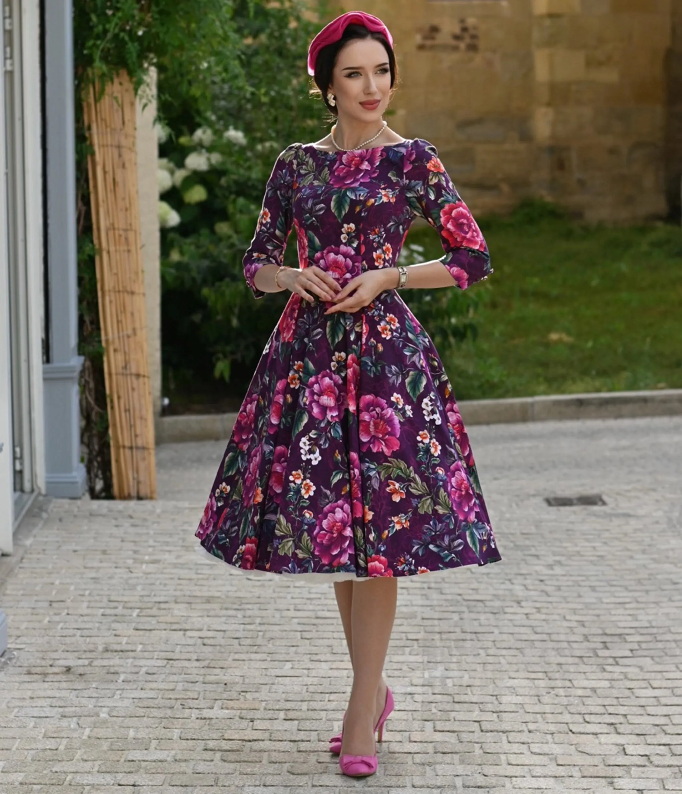 Purple Floral Bea Swing Dress sold by Unique Vintage product image thumbnail 3