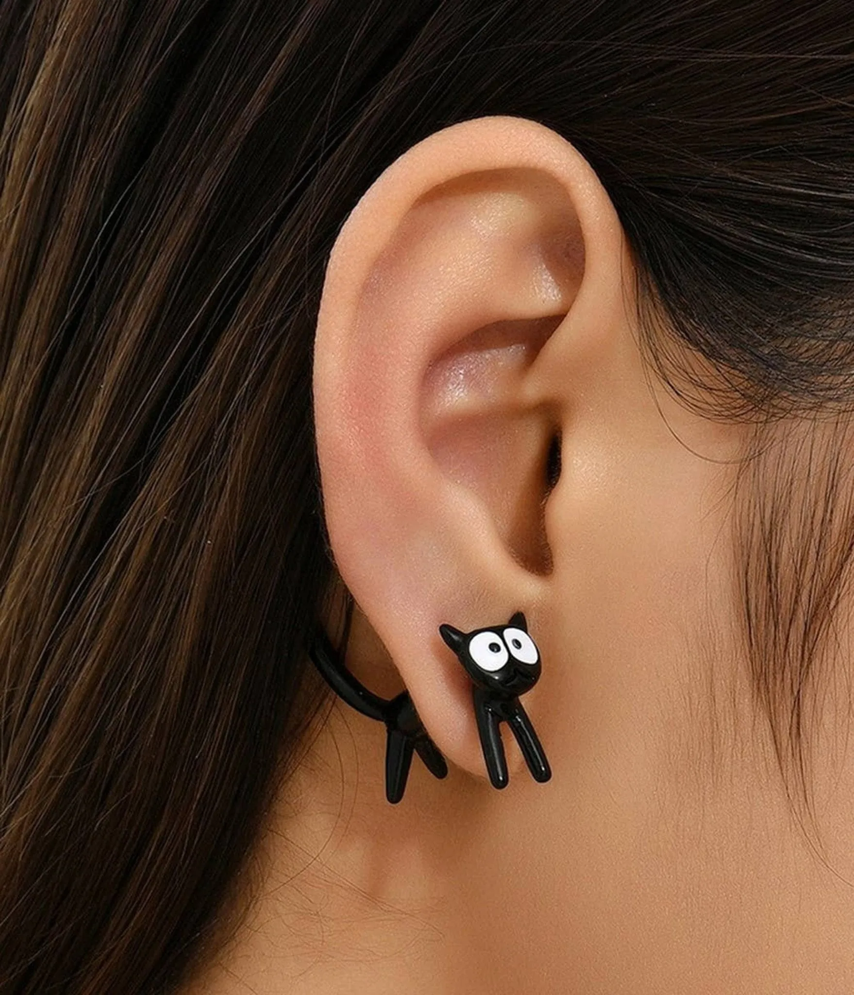 Black Kitten Earrings sold by Unique Vintage