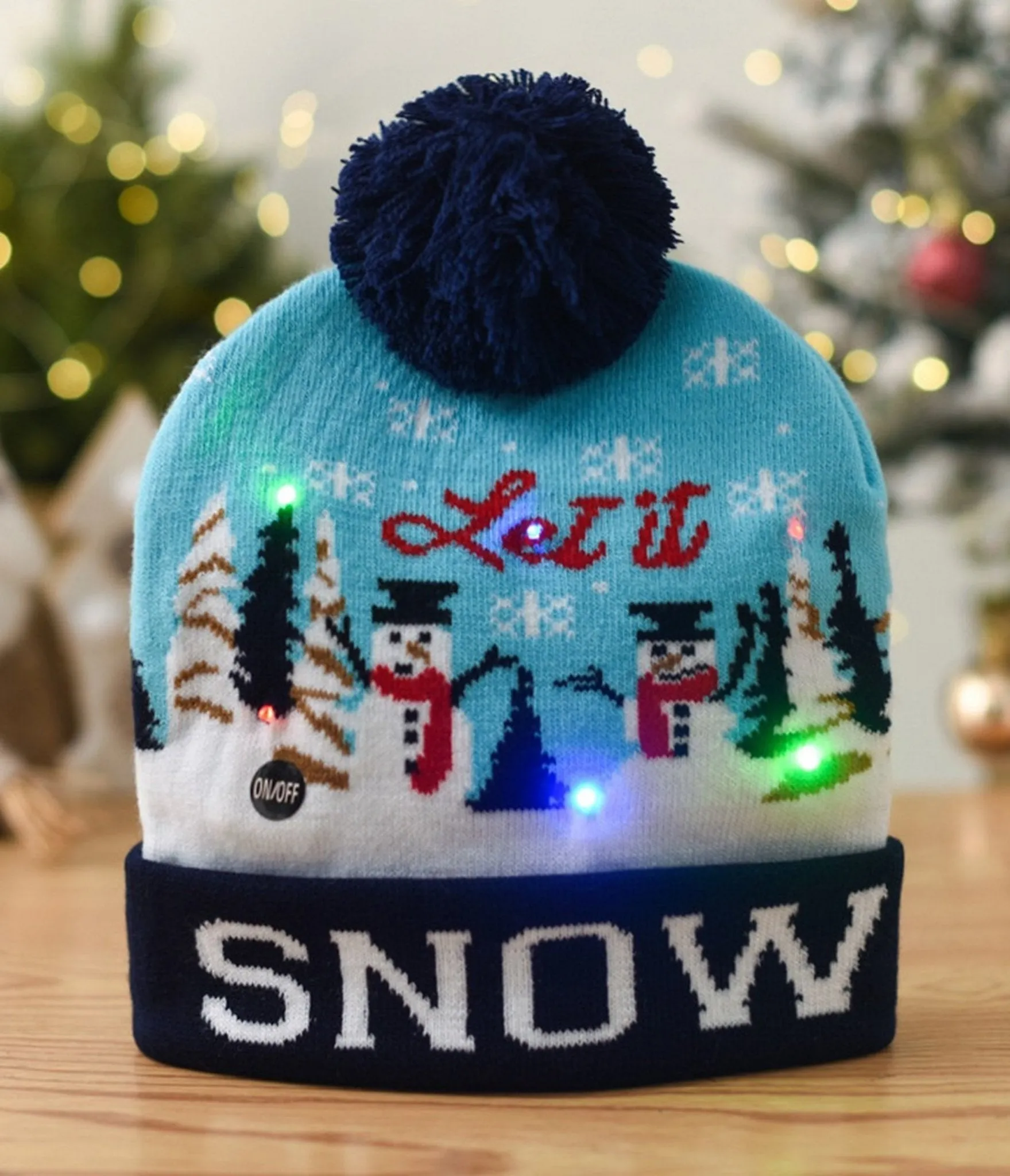 Let It Snow Light Up Beanie sold by Unique Vintage