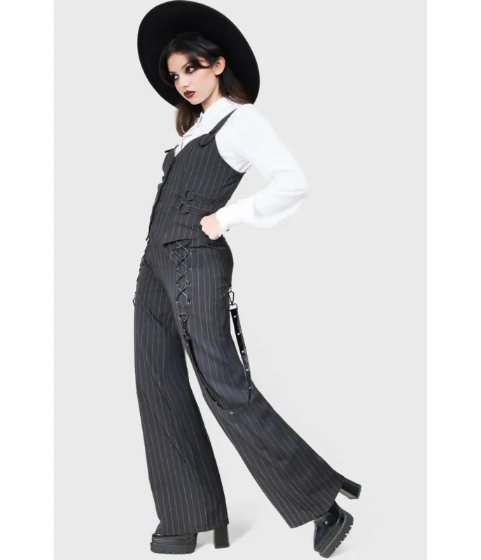 Kill Star Black Pinstripe Trousers sold by Unique Vintage