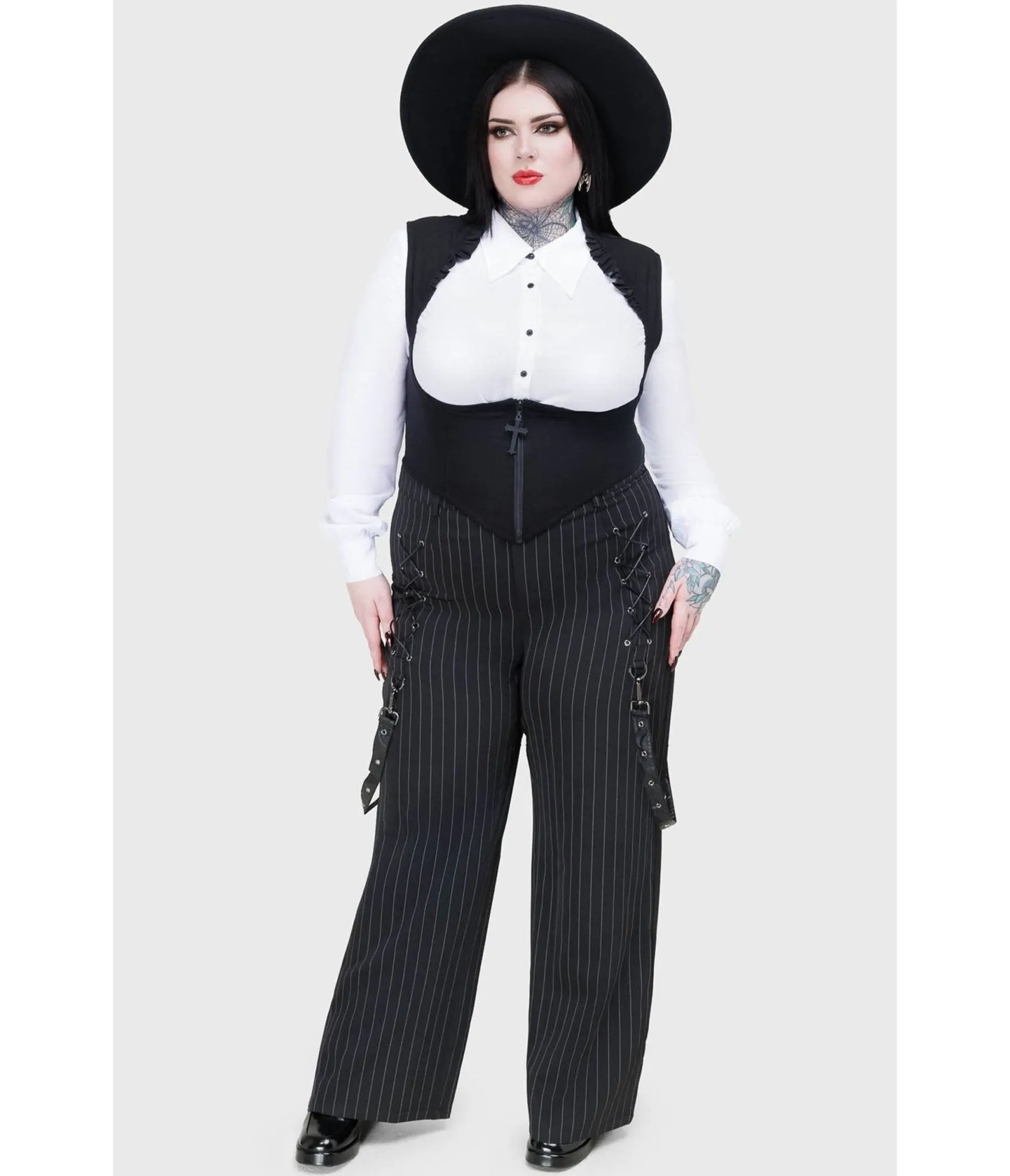 Kill Star Black Pinstripe Trousers sold by Unique Vintage product image thumbnail 5