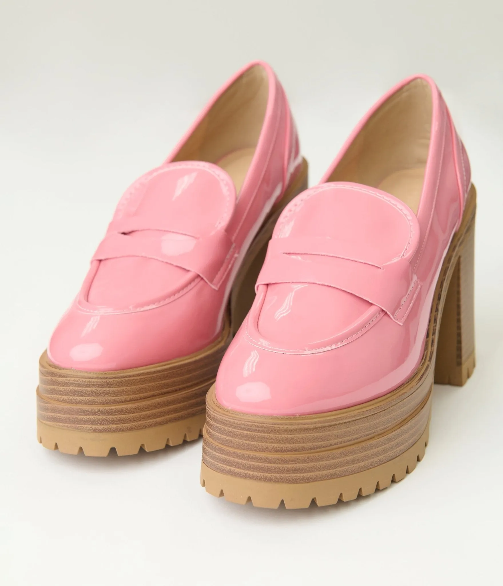 Pink Patent Leatherette Platform Loafers sold by Unique Vintage product image thumbnail 3