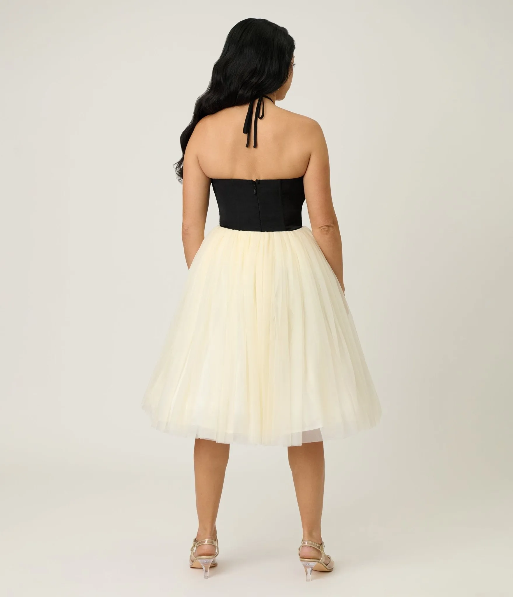 Unique Vintage Black & Ivory Sweetheart Halter Swing Dress sold by Unique Vintage product image thumbnail 2